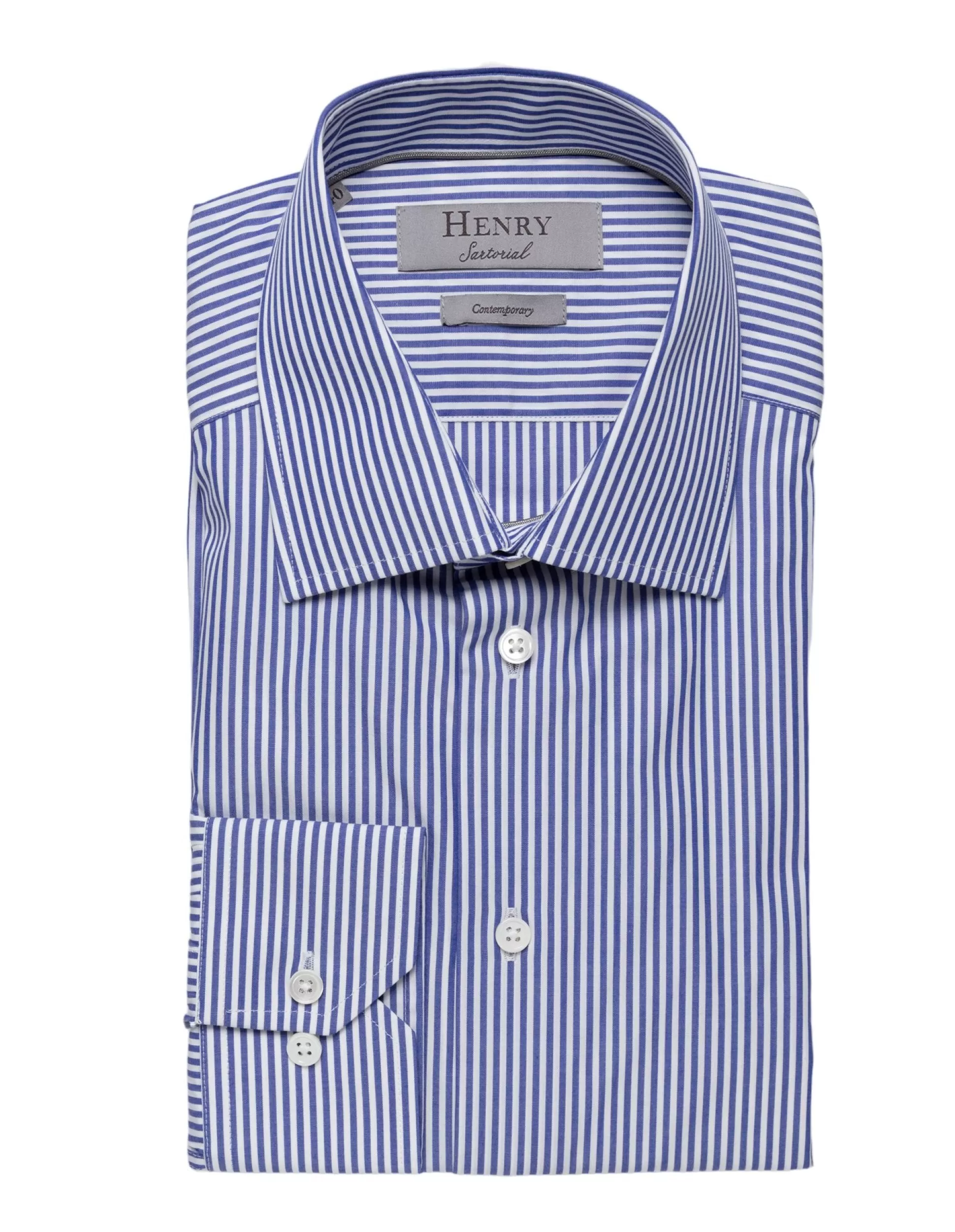 Cheap Henry Bucks HENRY SARTORIAL Classic Navy White Shirt NAVY/WHITE