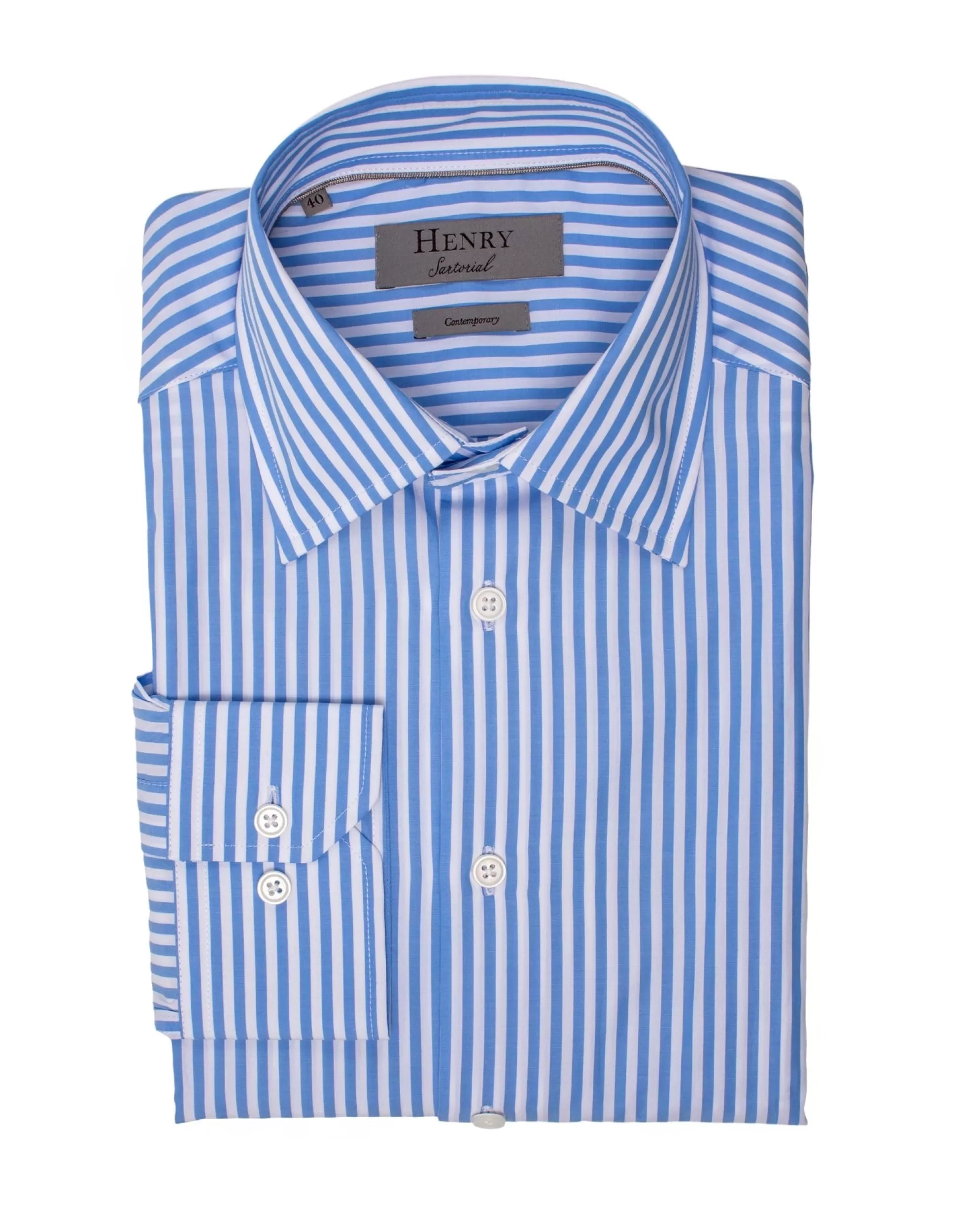 Hot Henry Bucks HENRY SARTORIAL Contemporary Fit Stripe Shirt NAVY/WHITE NAVY/WHITE SC-CONTEMPORARY FIT