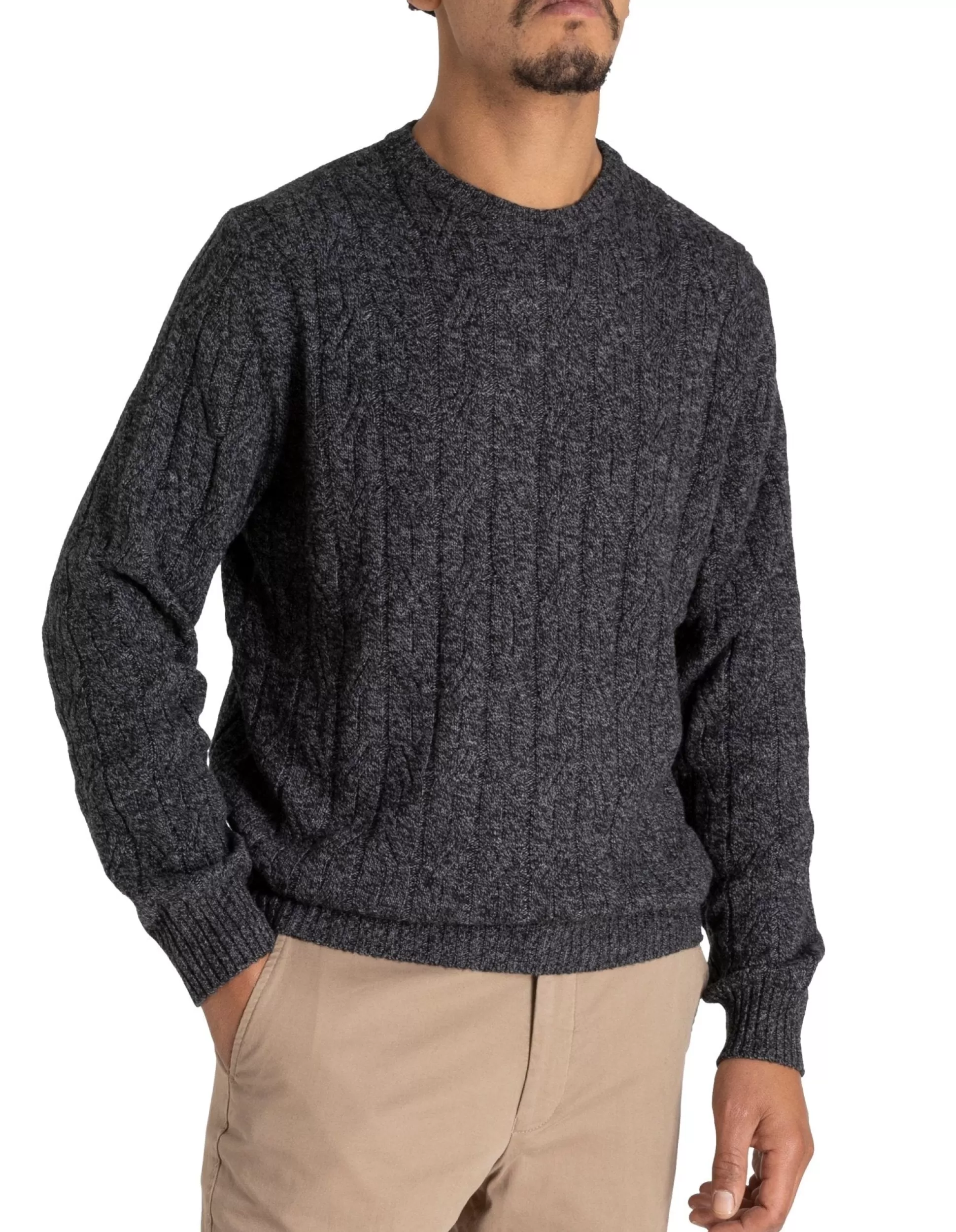 Cheap Henry Bucks HENRY SARTORIAL Crew Neck Cable Knit MIDNIGHT