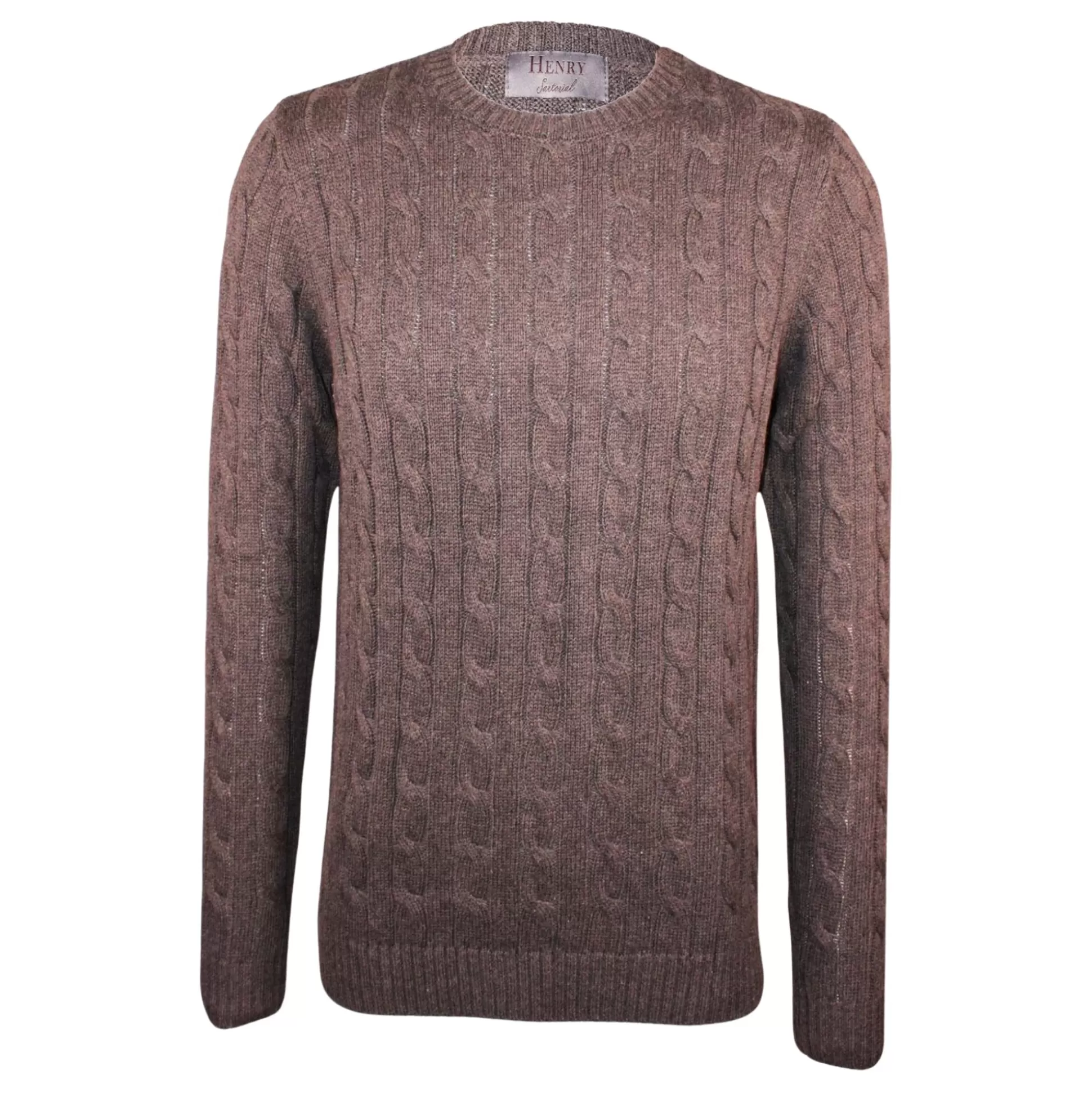 Sale Henry Bucks HENRY SARTORIAL Crewneck Cable Jumper CHARCOAL