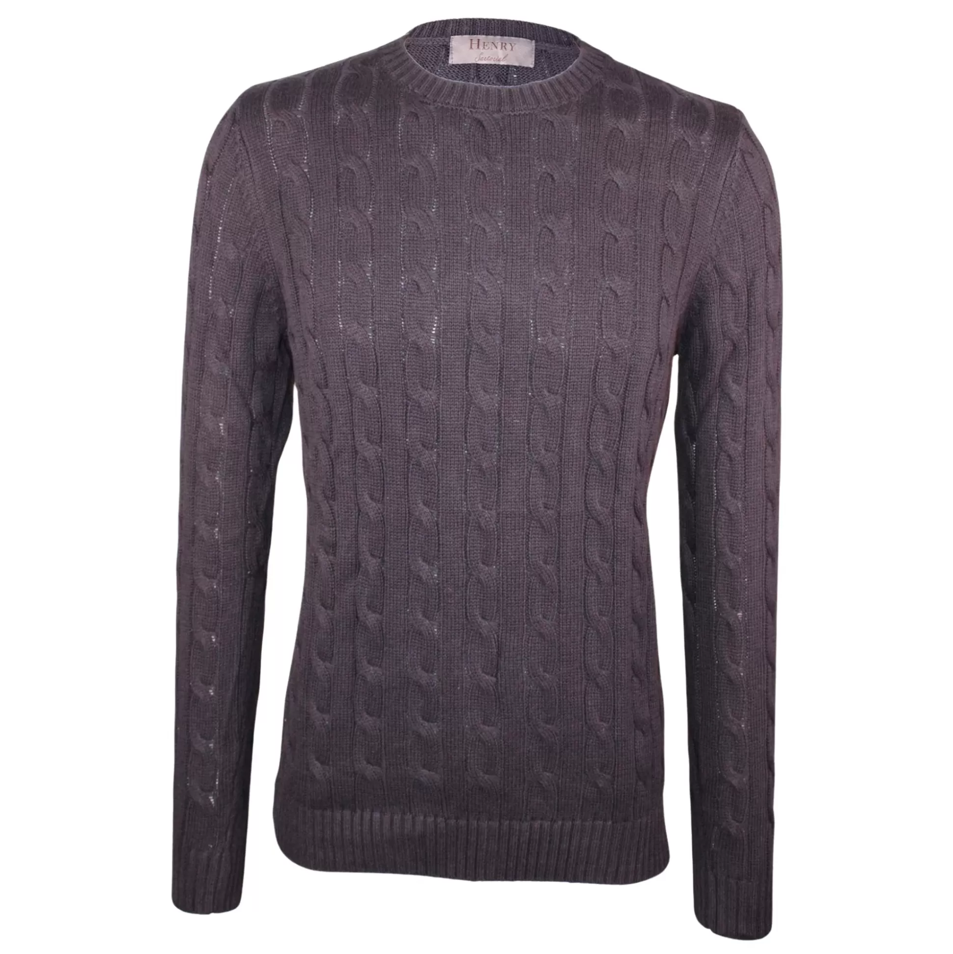 New Henry Bucks HENRY SARTORIAL Crewneck Cable Jumper NAVY