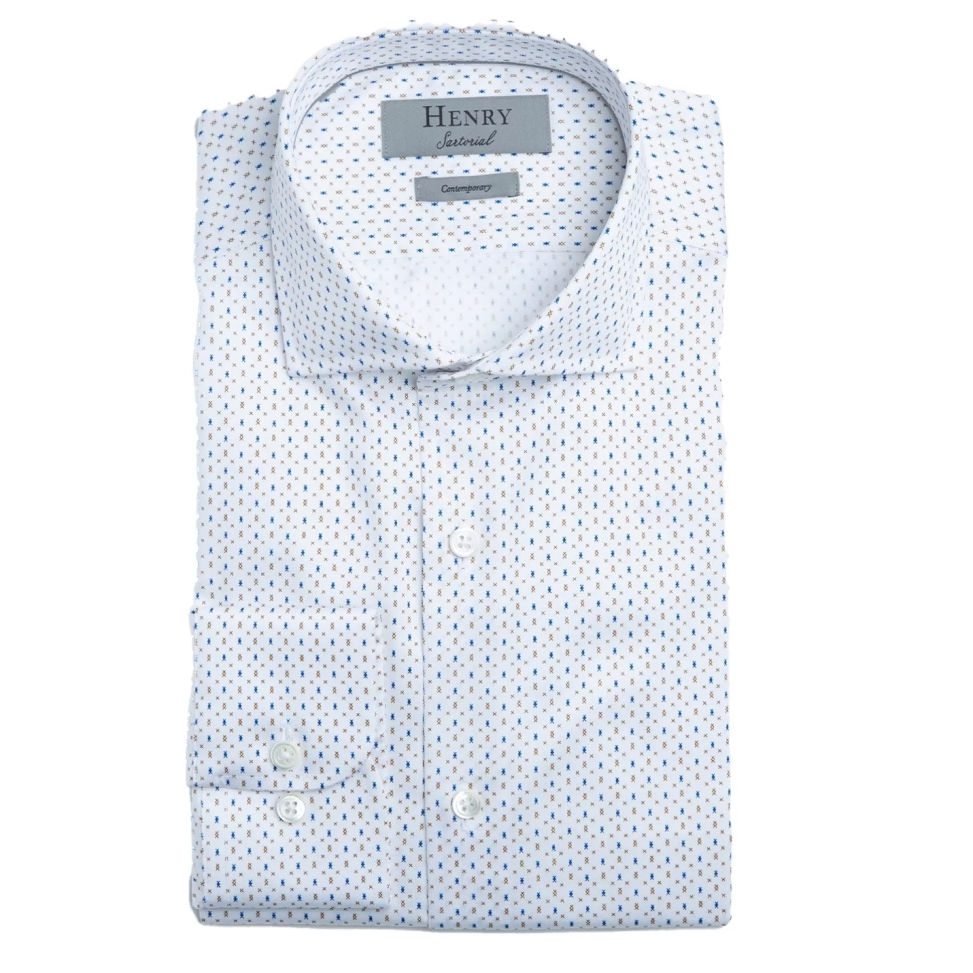 Best Henry Bucks Henry Sartorial Diamond Print Shirt WHITE/TAN