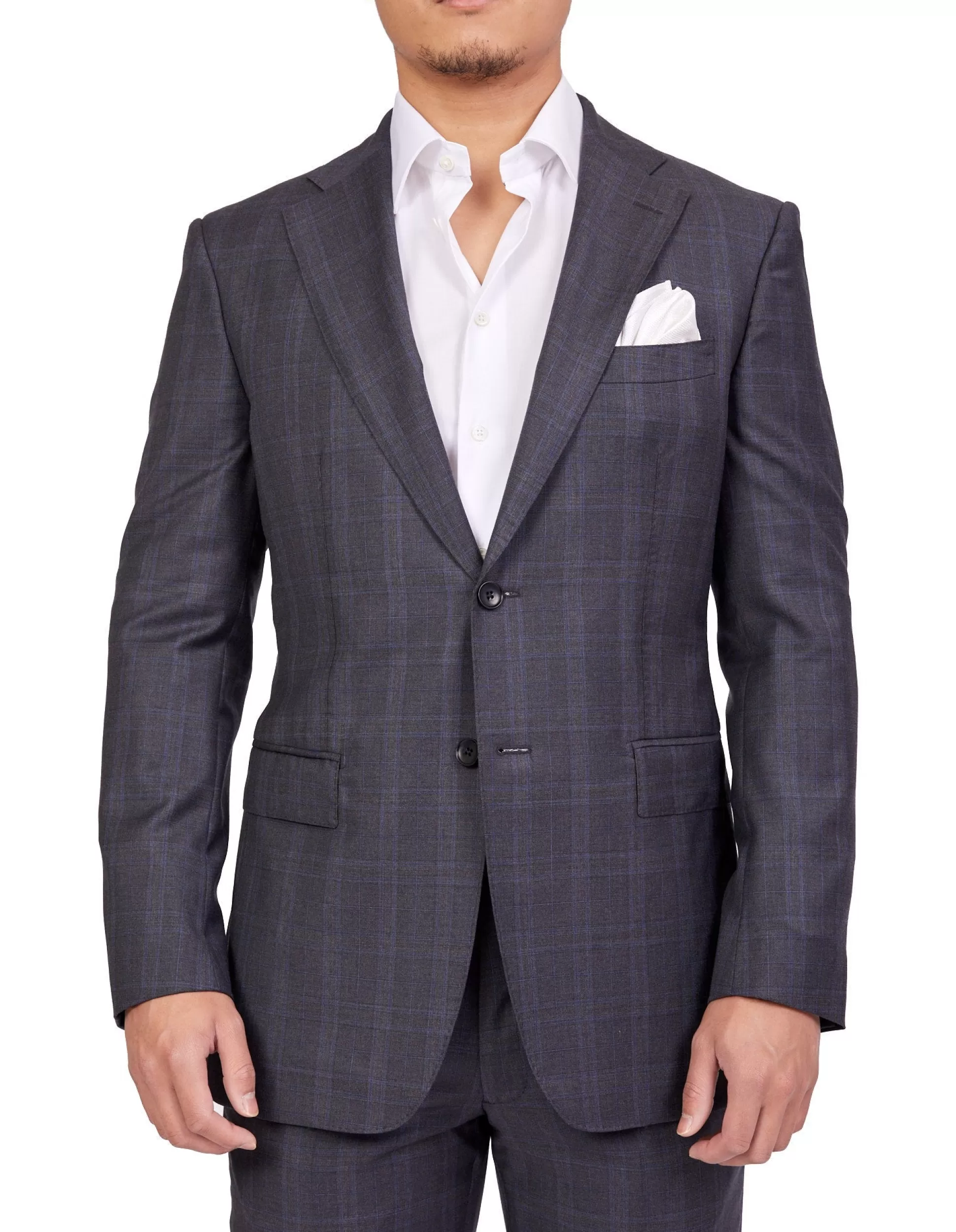 Cheap Henry Bucks HENRY SARTORIAL Dun Full Canvas Check Suit GREY REG