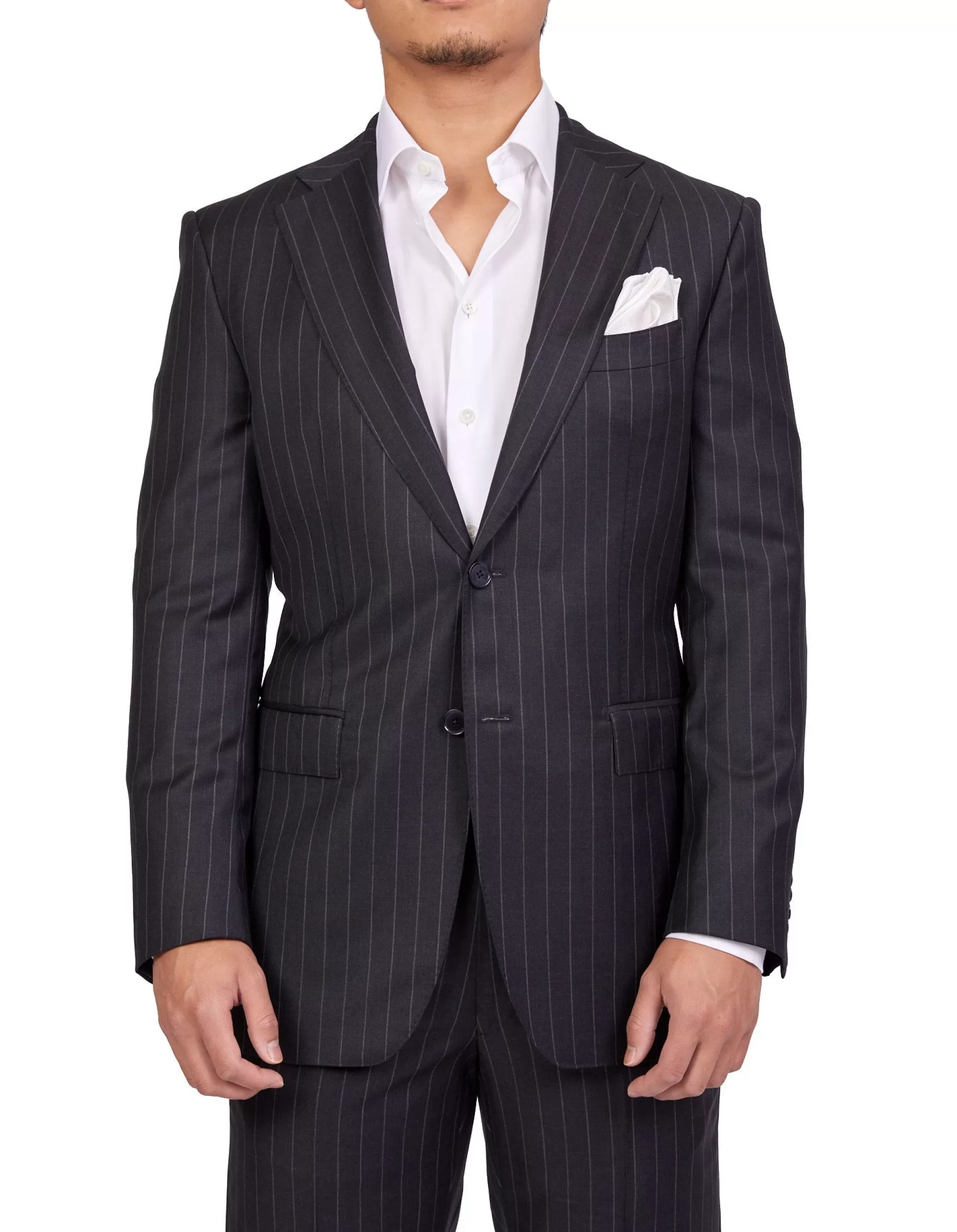 Online Henry Bucks HENRY SARTORIAL Dun Full Canvas R-Stripe Suit CHARCOAL REG