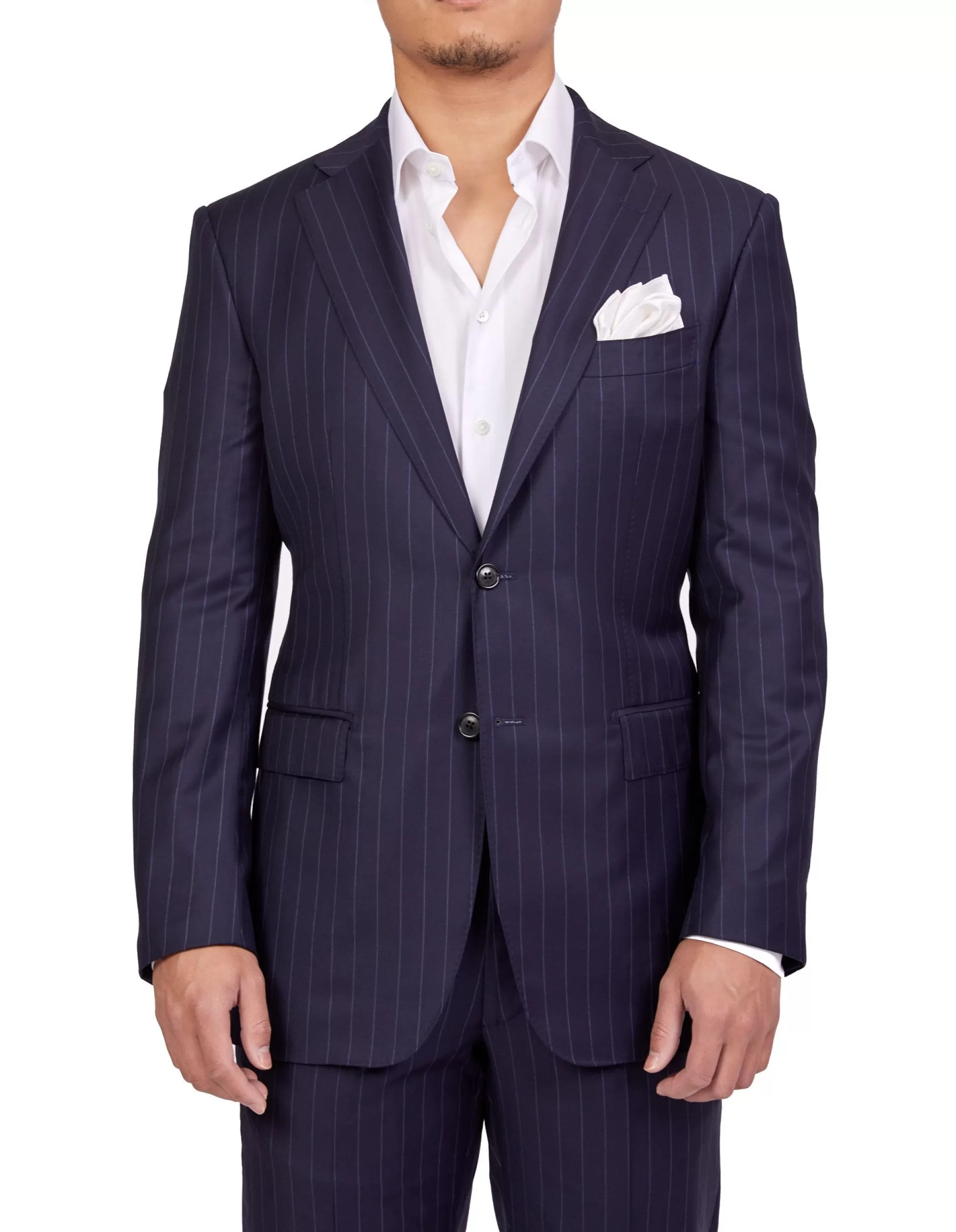 Cheap Henry Bucks HENRY SARTORIAL Dun Full Canvas R-Stripe Suit NAVY REG