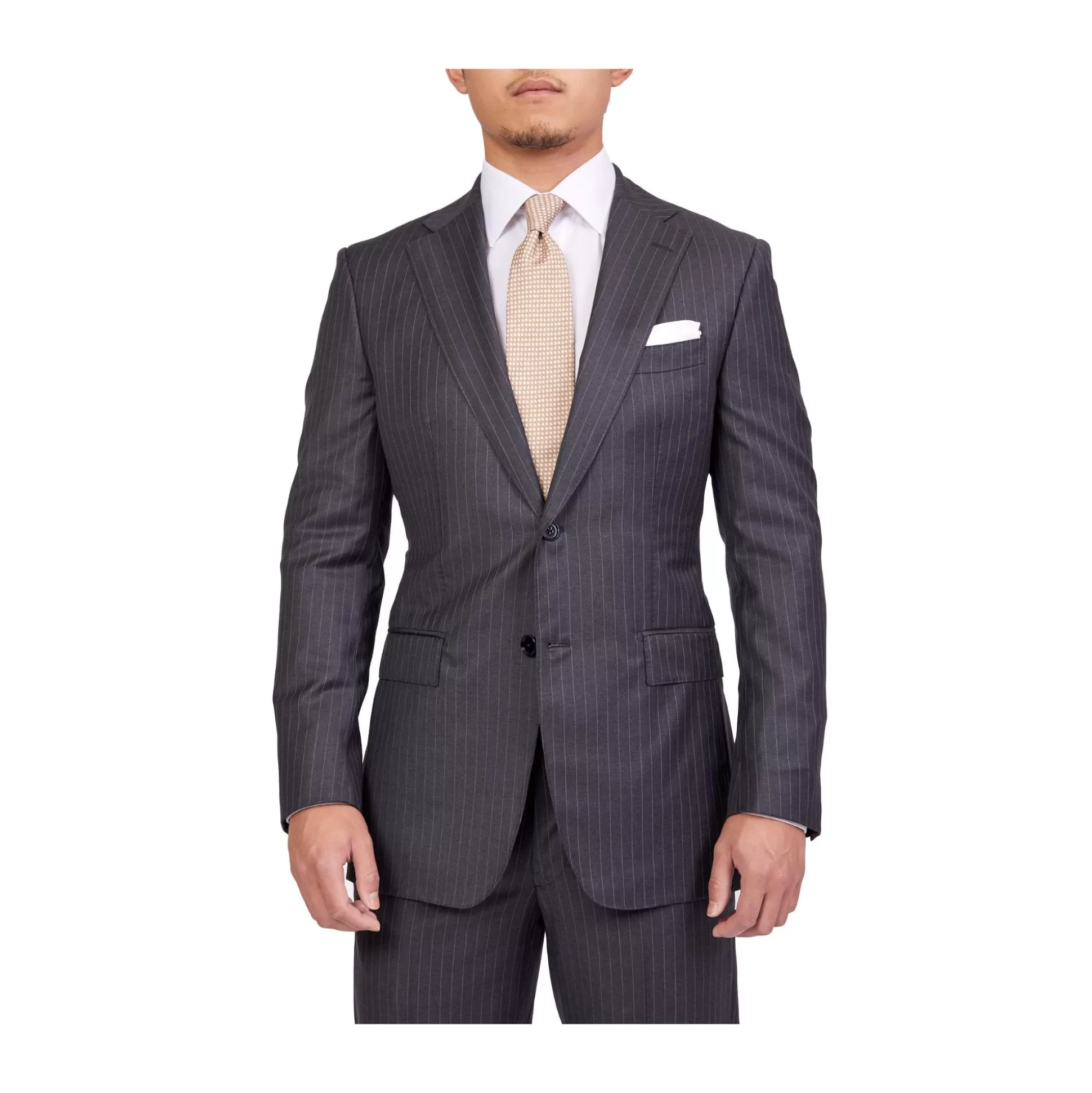 Cheap Henry Bucks HENRY SARTORIAL Dun Full Canvas Stripe Suit CHARCOAL REG
