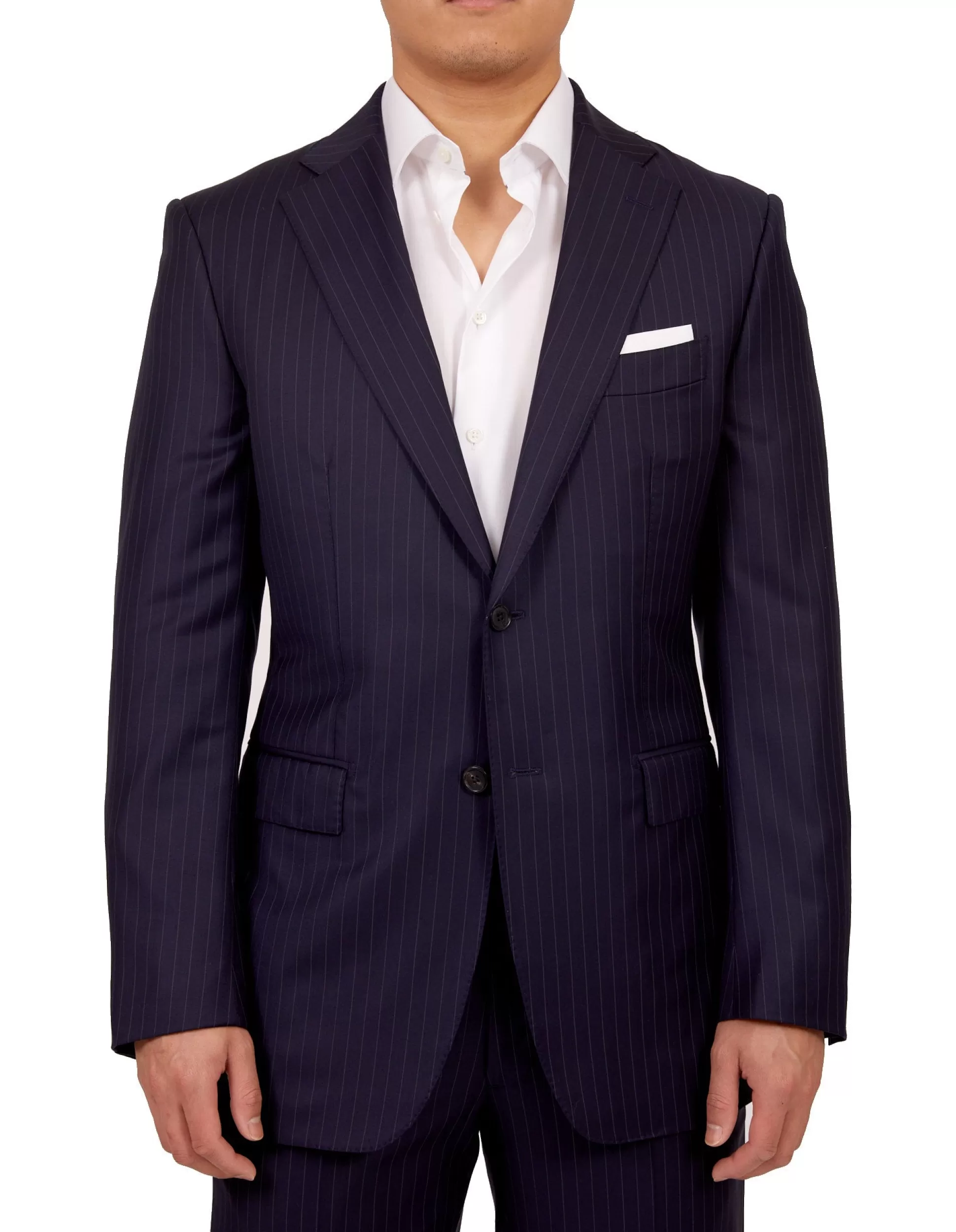 Online Henry Bucks HENRY SARTORIAL Dun Full Canvas Stripe Suit NAVY LG