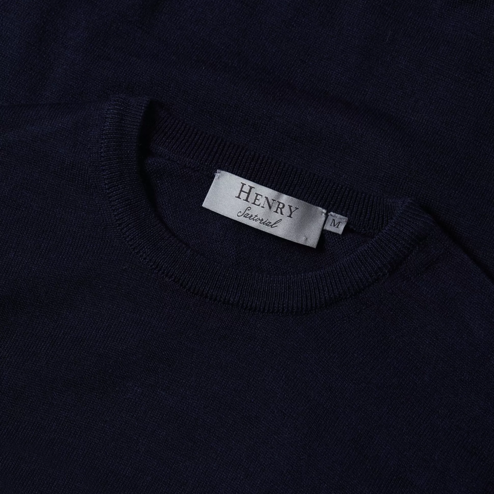 Store Henry Bucks HENRY SARTORIAL Extra-fine Merino Crew Neck Knit NAVY