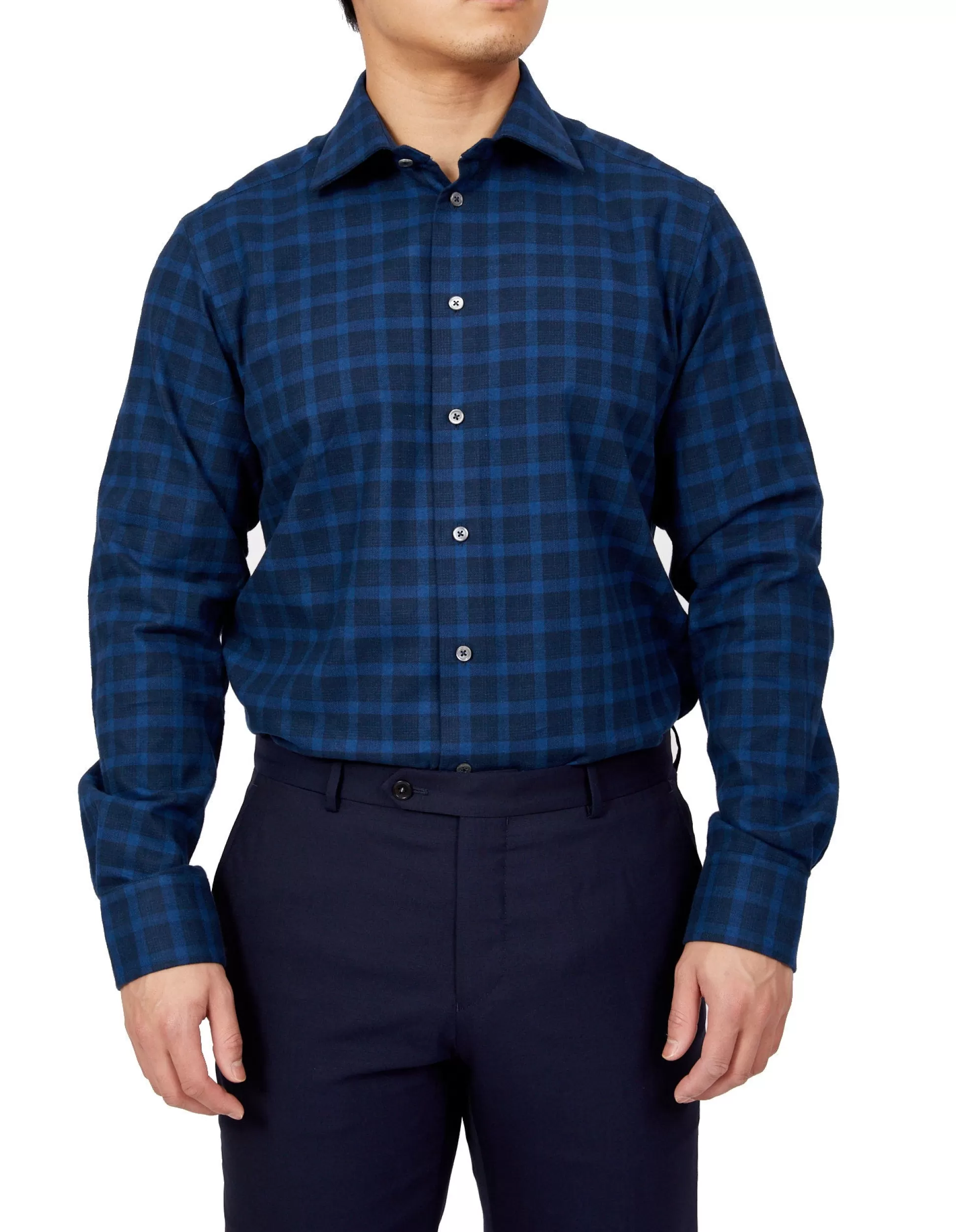 Sale Henry Bucks HENRY SARTORIAL Flannel Check Shirt BLUE