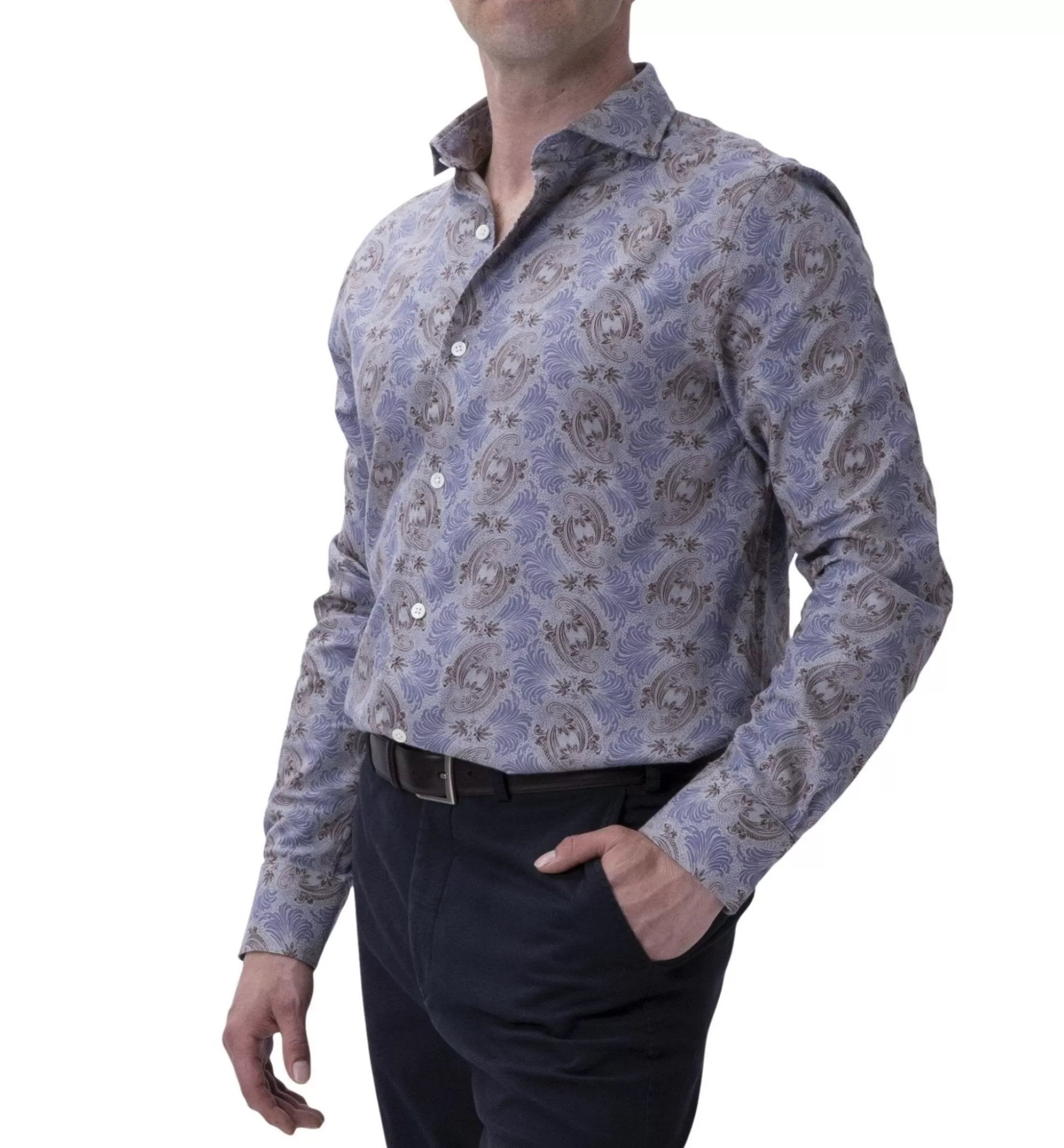 Discount Henry Bucks HENRY SARTORIAL Floral Shirt GREY/BROWN