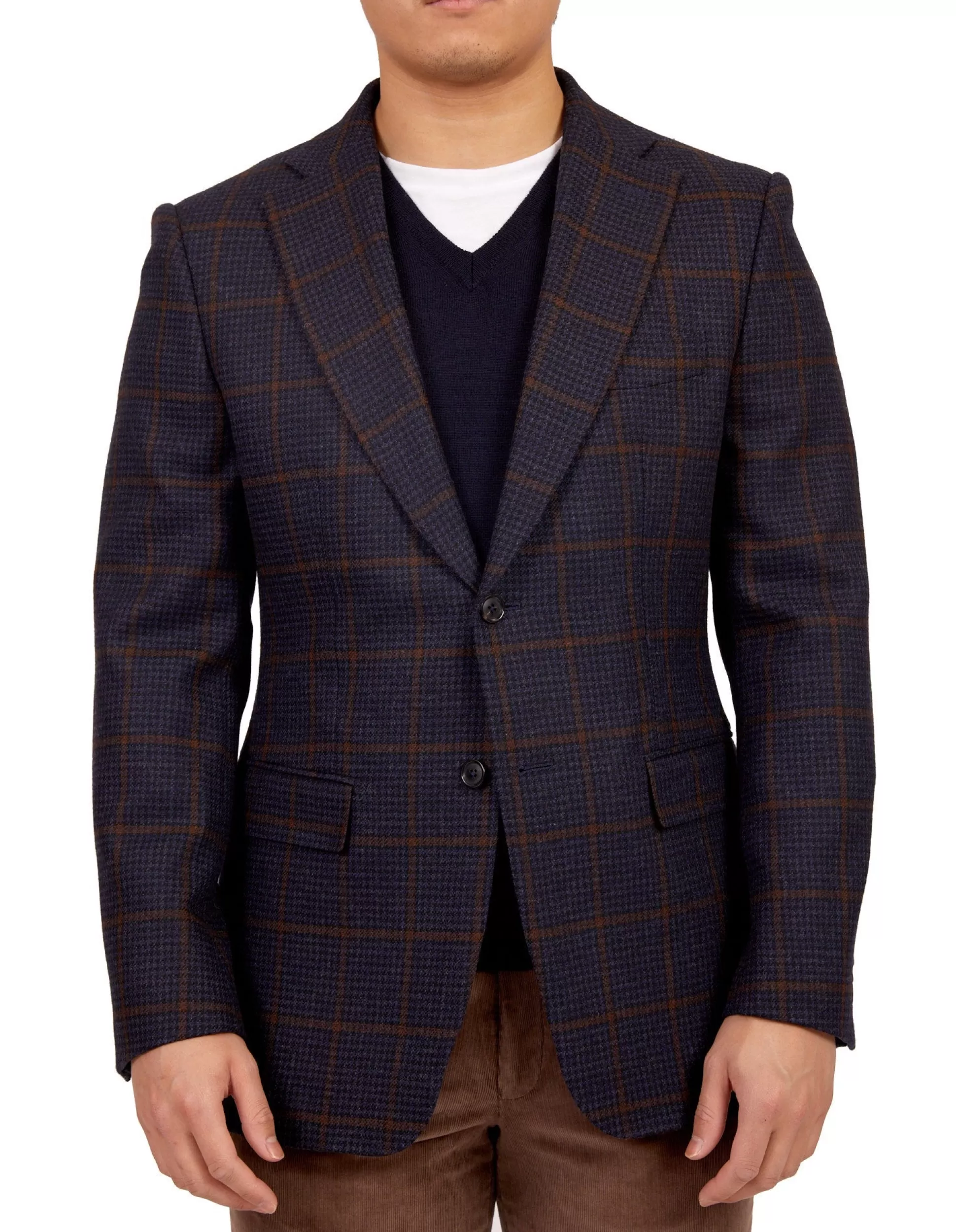 Fashion Henry Bucks HENRY SARTORIAL Full Canvas Check Jacket NAVY LG