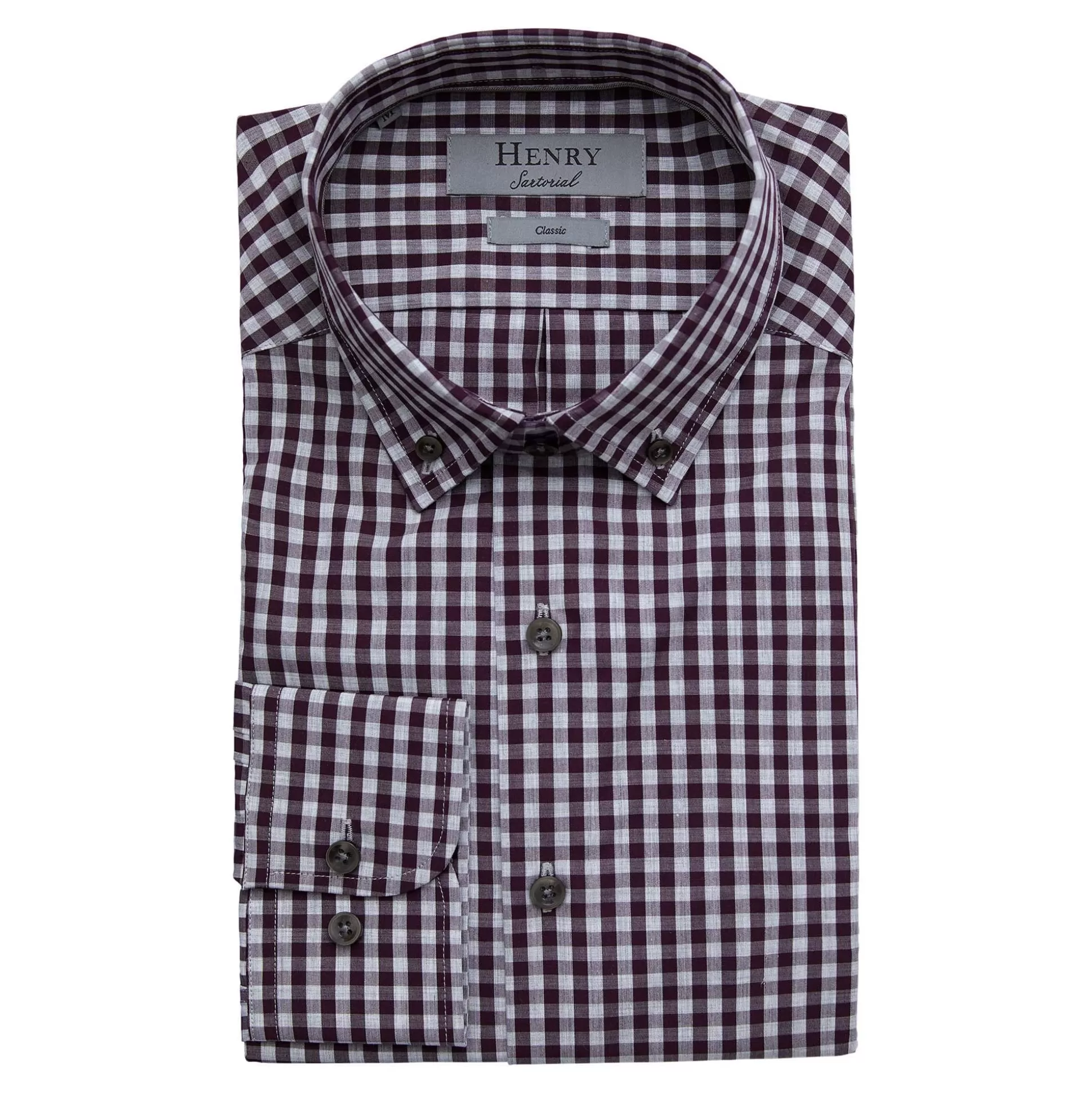 Hot Henry Bucks HENRY SARTORIAL GINGHAM SHIRT BORDO