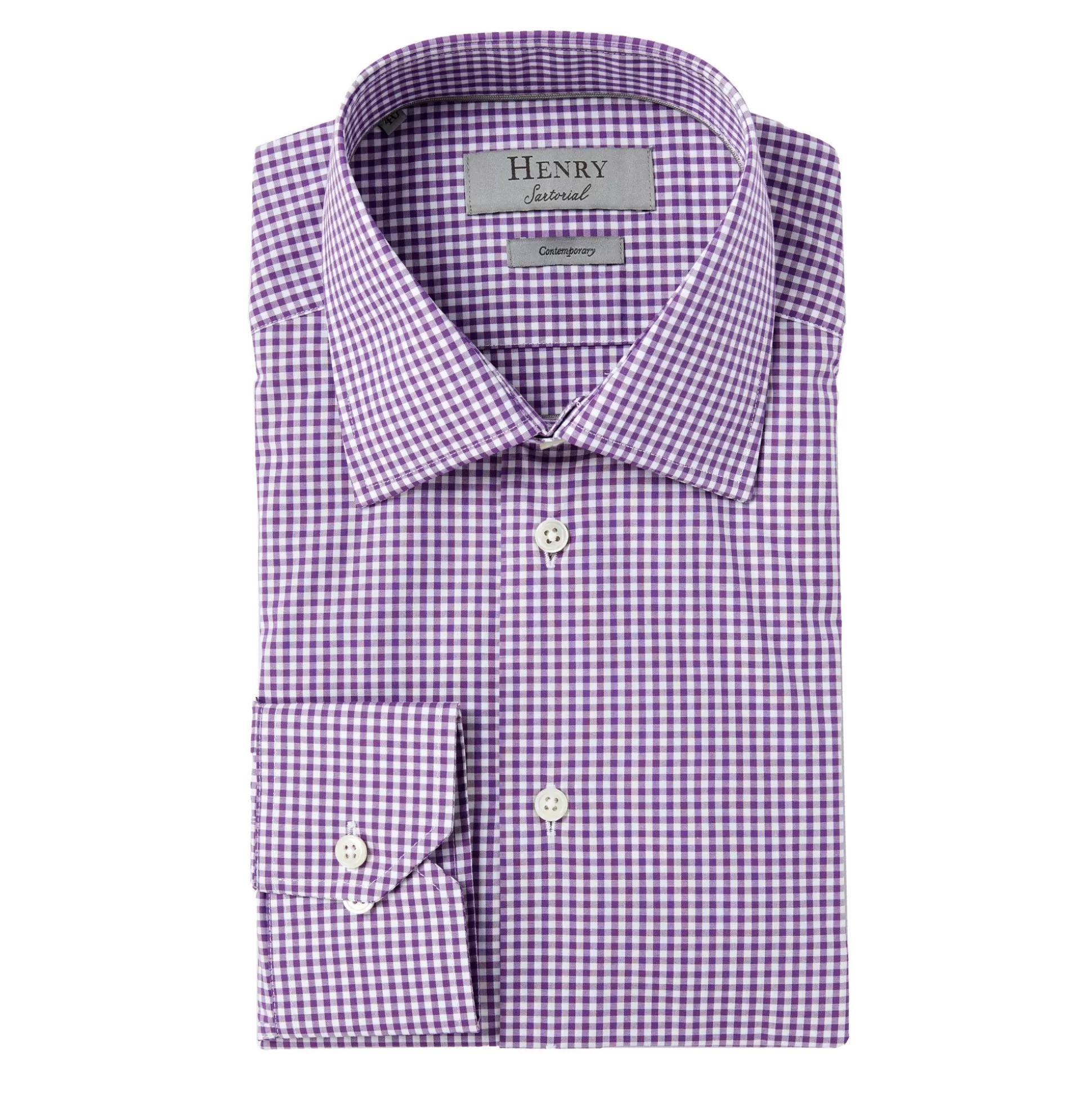 Best Henry Bucks HENRY SARTORIAL Gingham Shirt BRIGHT PURPLE