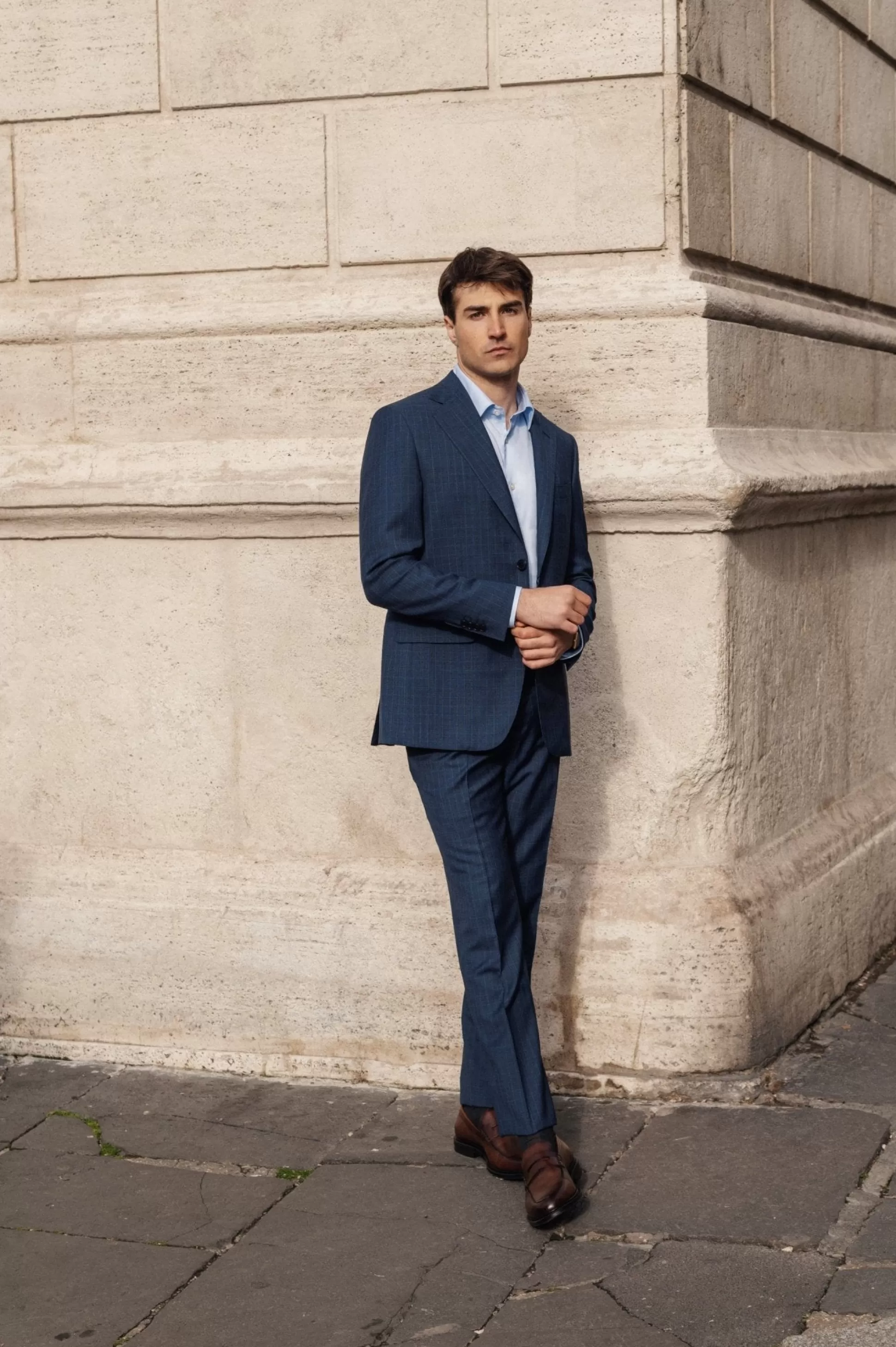 Fashion Henry Bucks HENRY SARTORIAL HERITAGE Zegna Traveller™ Check Suit NAVY REG