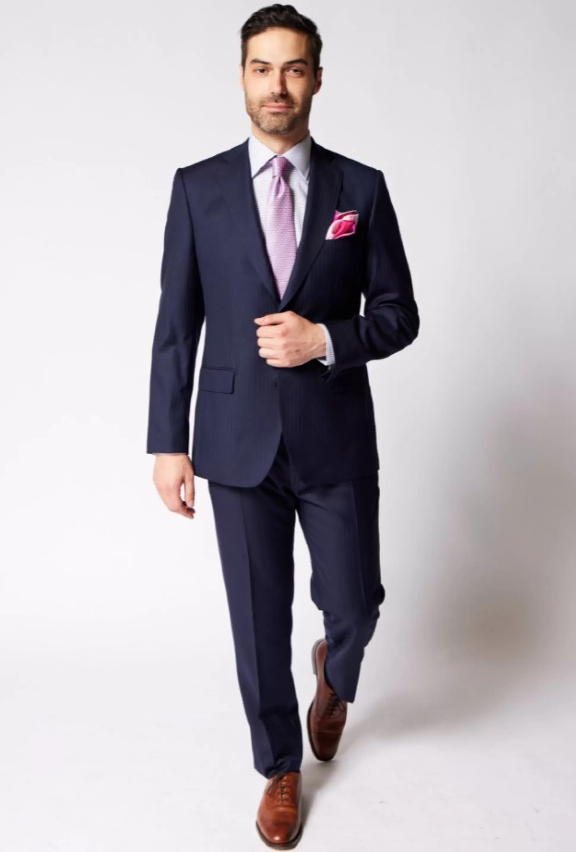 Best Henry Bucks HENRY SARTORIAL Herringbone Suit NAVY REG