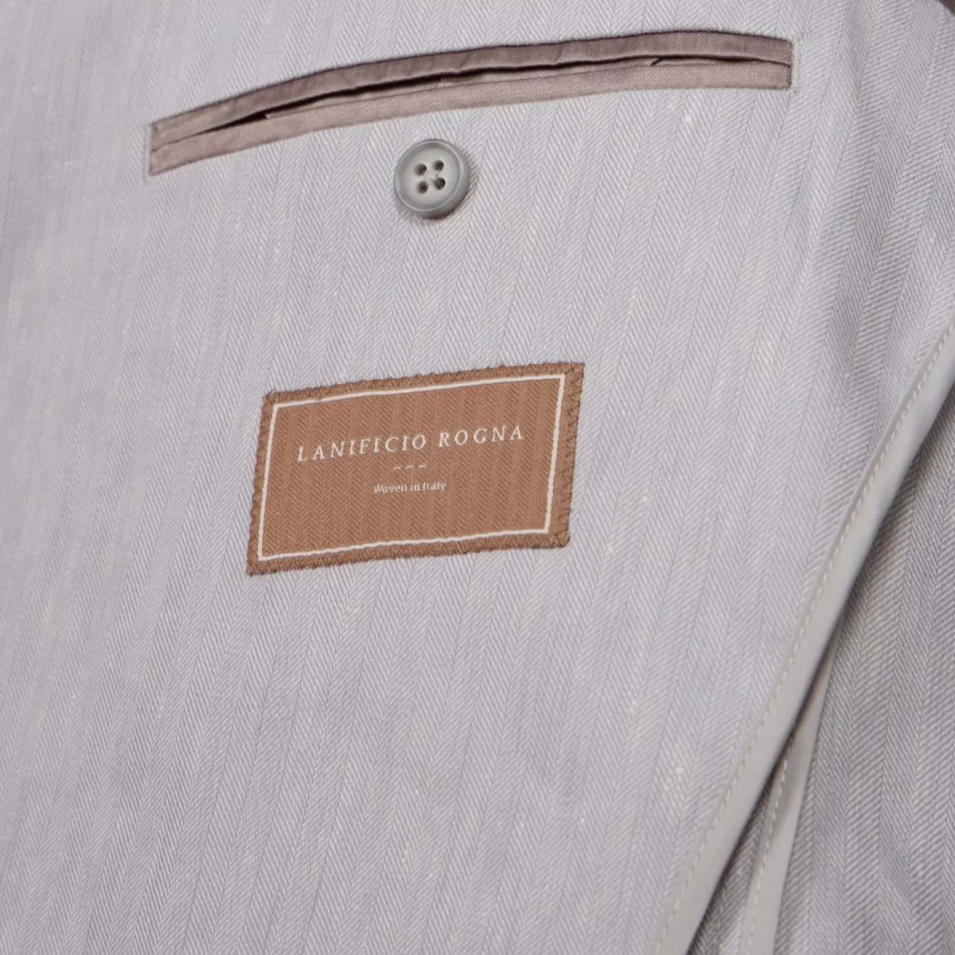 Fashion Henry Bucks HENRY SARTORIAL Linen Herringbone Soft Blazer DOVE GREY REG