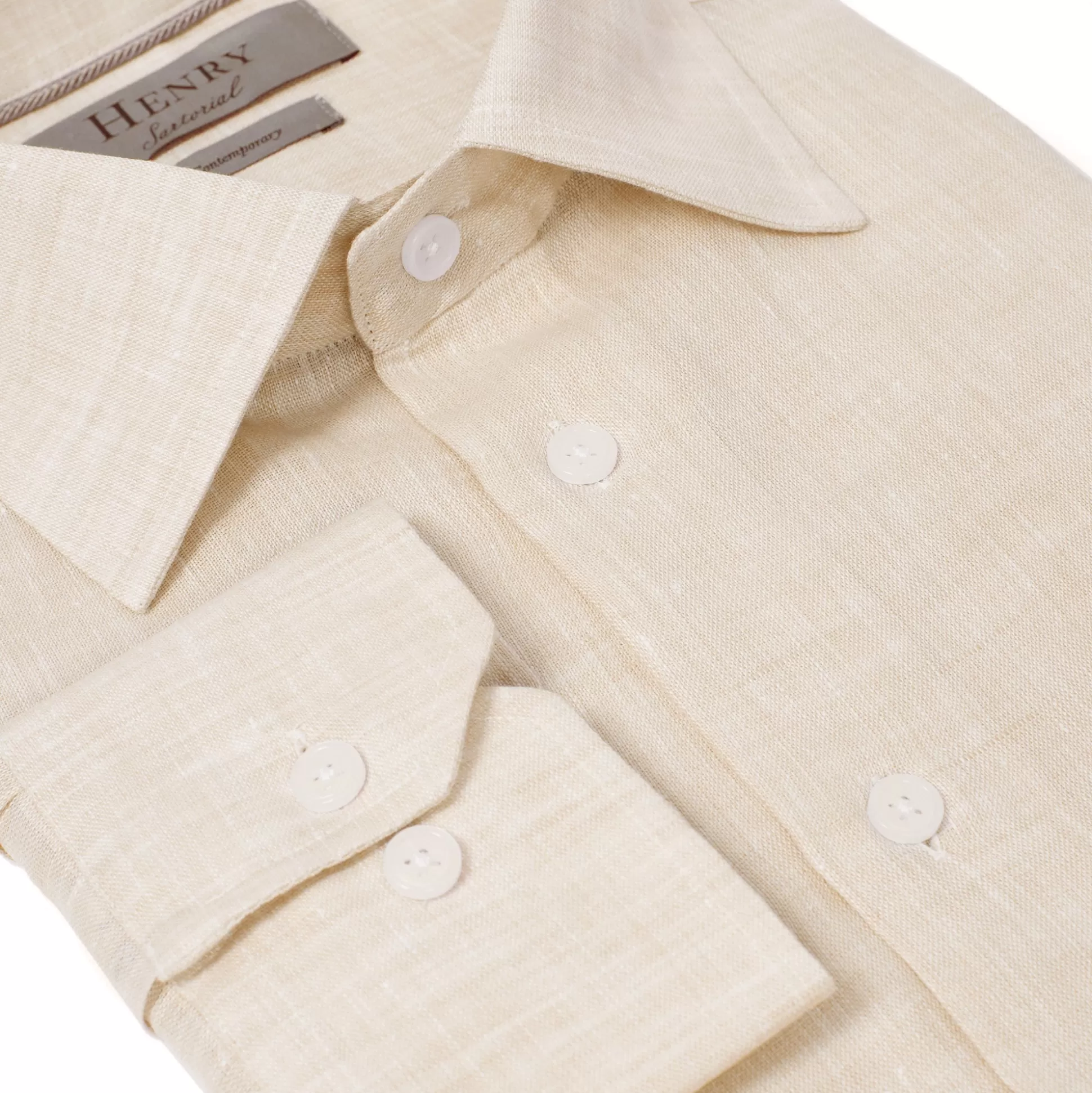 Hot Henry Bucks HENRY SARTORIAL Linen Shirt NATURAL NATURAL SC