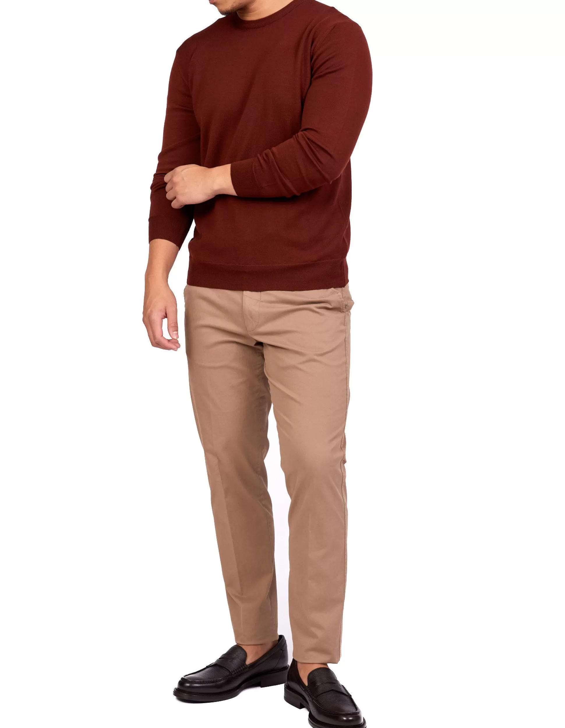 Flash Sale Henry Bucks HENRY SARTORIAL Merino Crew Neck Knit MAROON