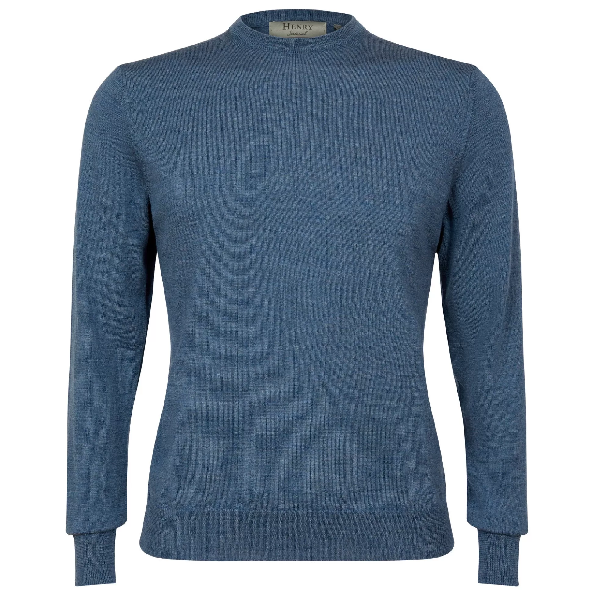 Cheap Henry Bucks HENRY SARTORIAL Merino Crew Neck Knit MID BLUE