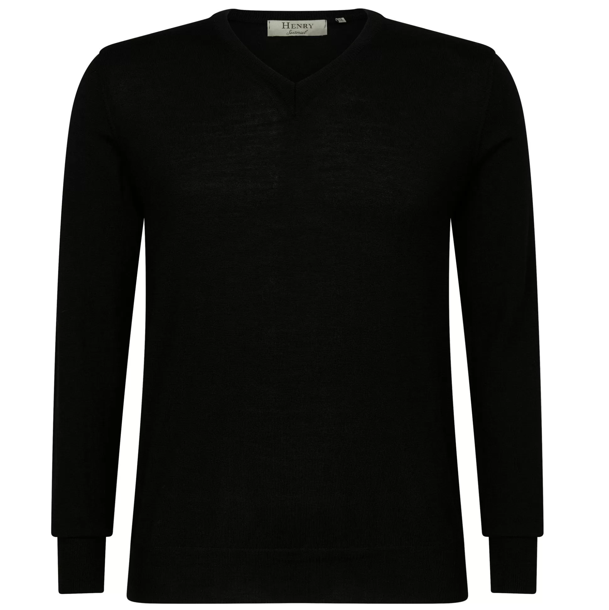 Online Henry Bucks HENRY SARTORIAL Merino V-Neck Knit BLACK