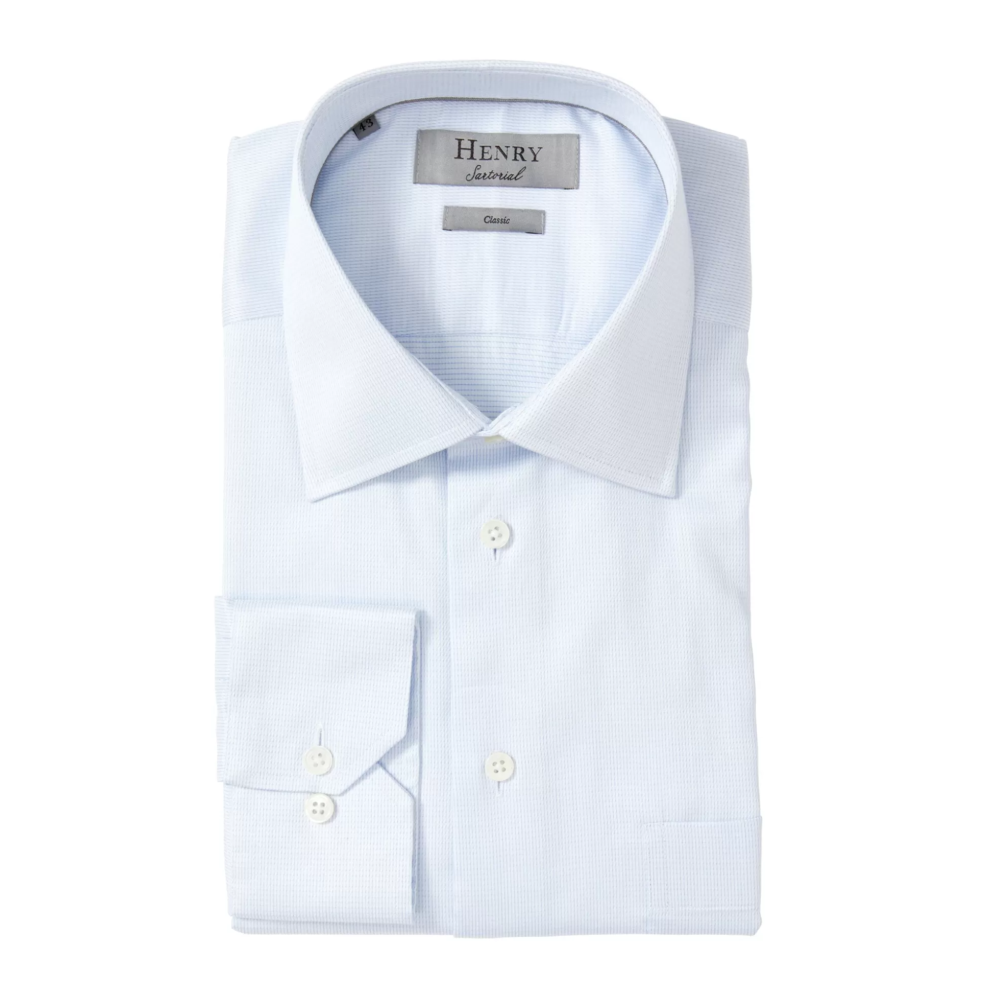 Shop Henry Bucks HENRY SARTORIAL Micro Stripe Shirt Classic SKY