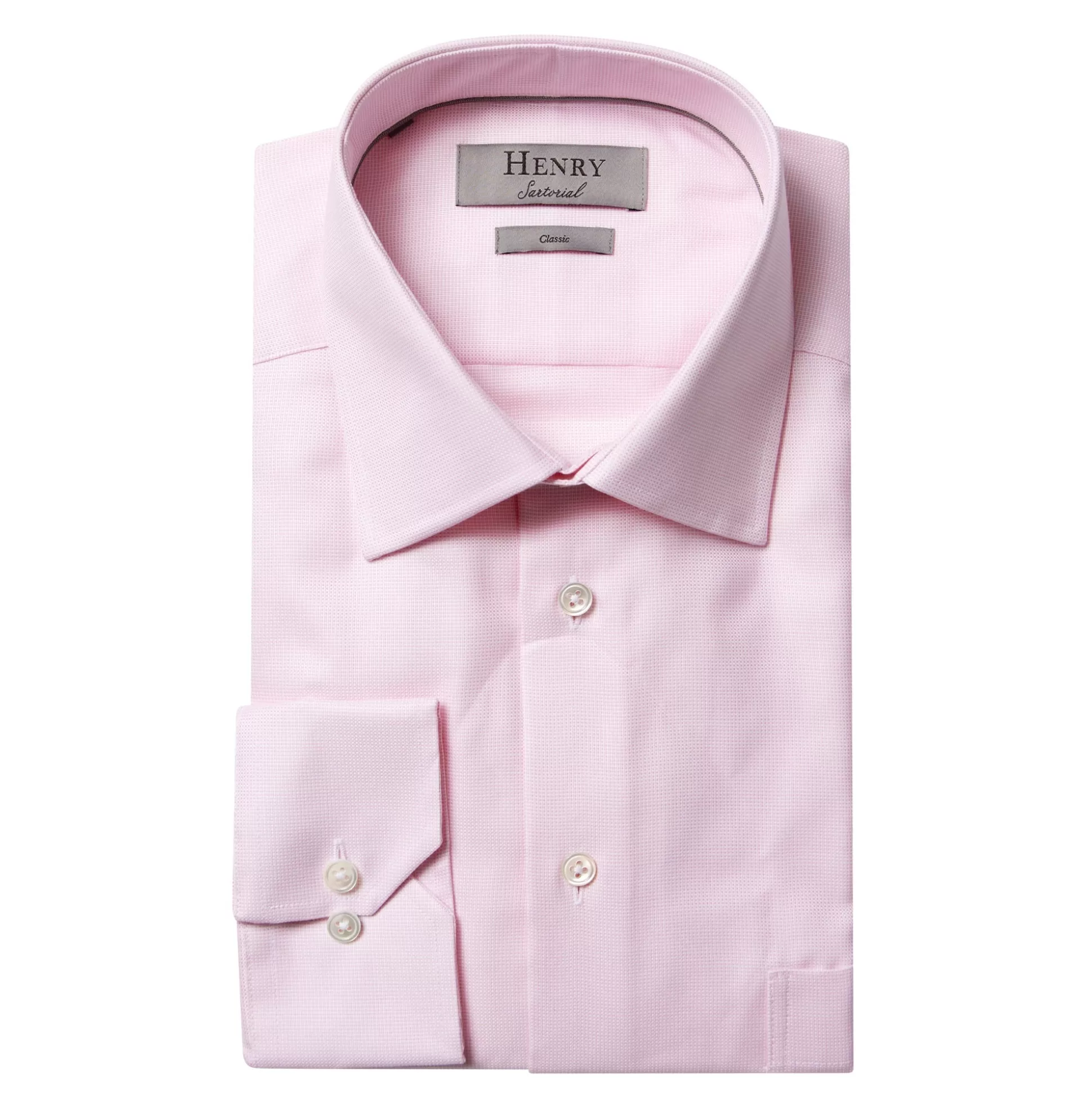 Fashion Henry Bucks HENRY SARTORIAL Oxford Business Shirt Single Cuff Classic Fit PINK/WHITE PINK/WHITE SC-CLASSIC FIT