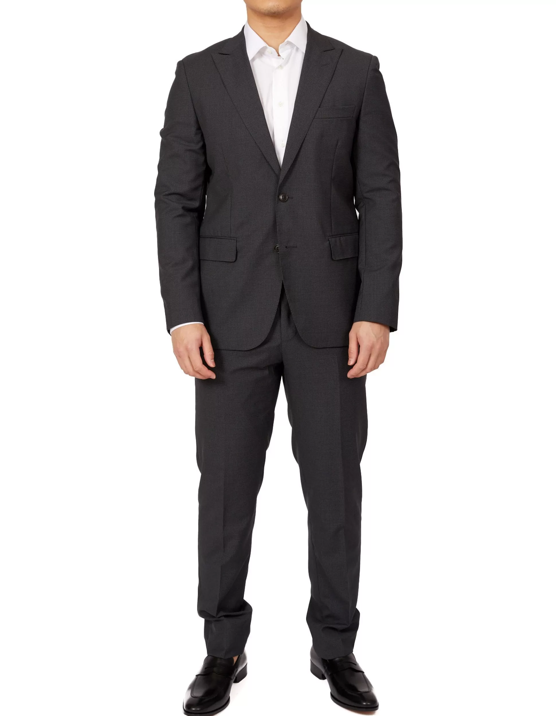 Online Henry Bucks HENRY SARTORIAL Peak Lapel Micro Check Suit GREY LG