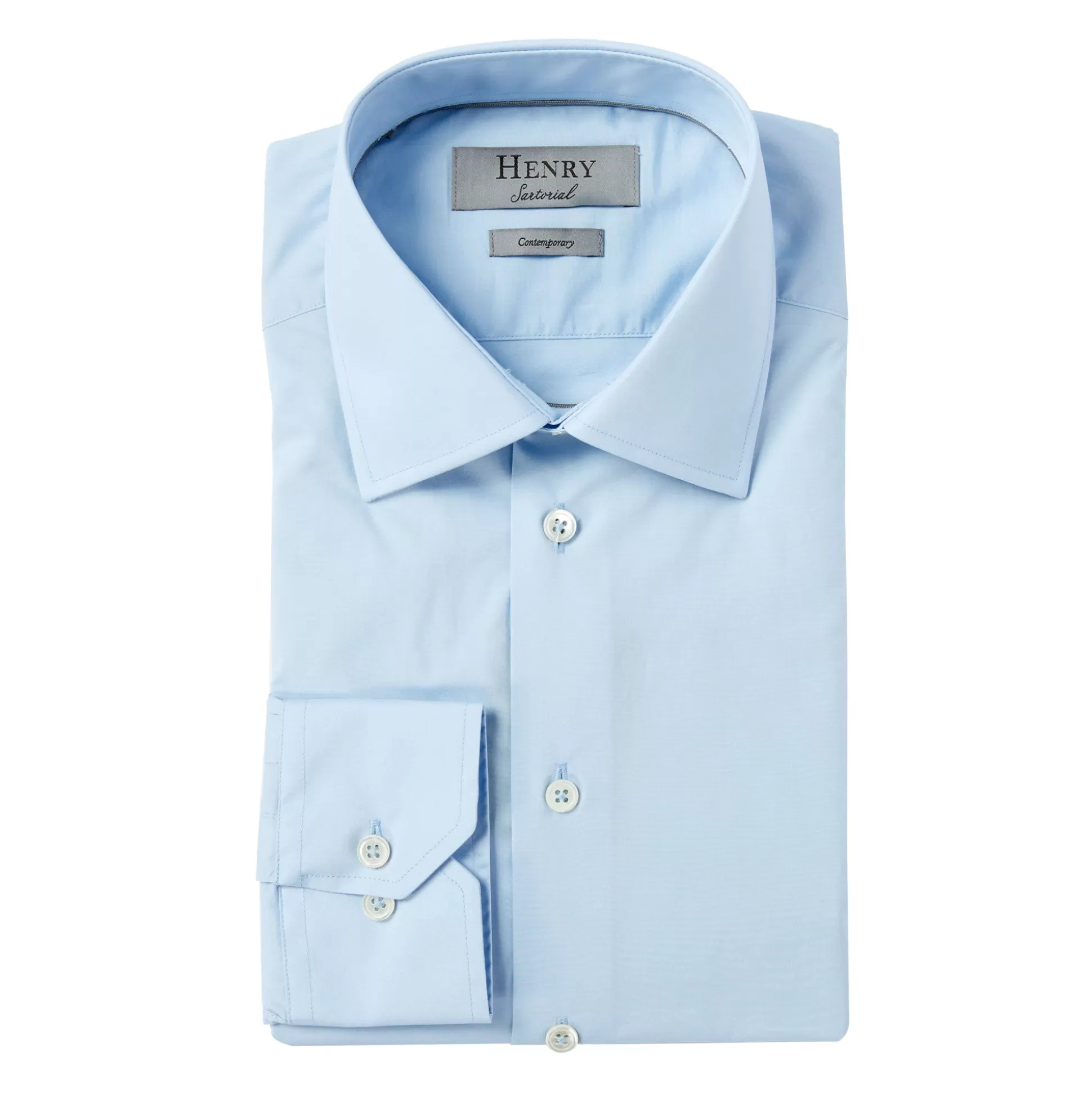 Flash Sale Henry Bucks HENRY SARTORIAL Plain Shirt POWDER BLUE