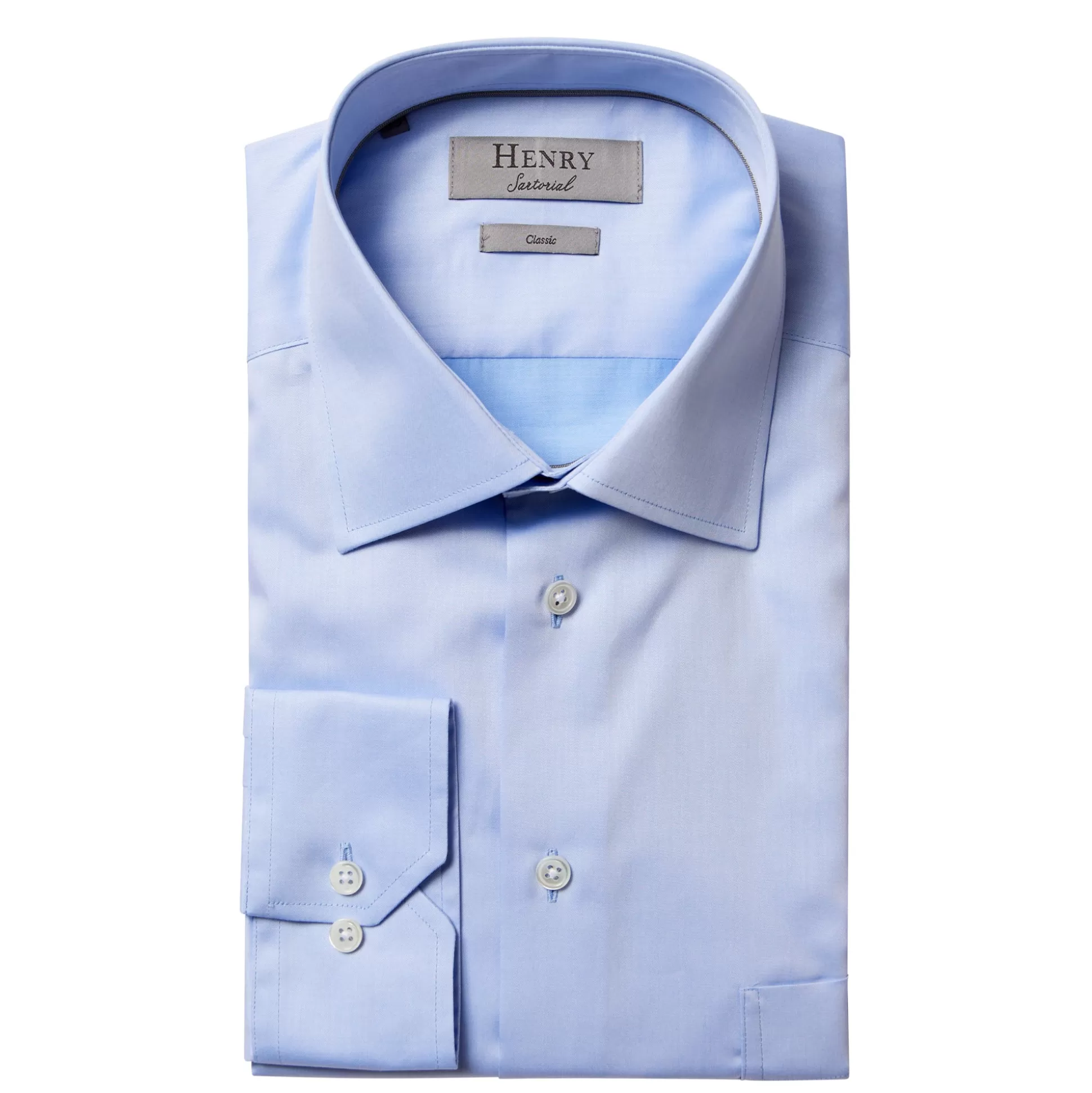 Cheap Henry Bucks HENRY SARTORIAL Plain Twill Business Shirt Single Cuff Classic Fit LIGHT BLUE LIGHT BLUE SC-CLASSIC FIT