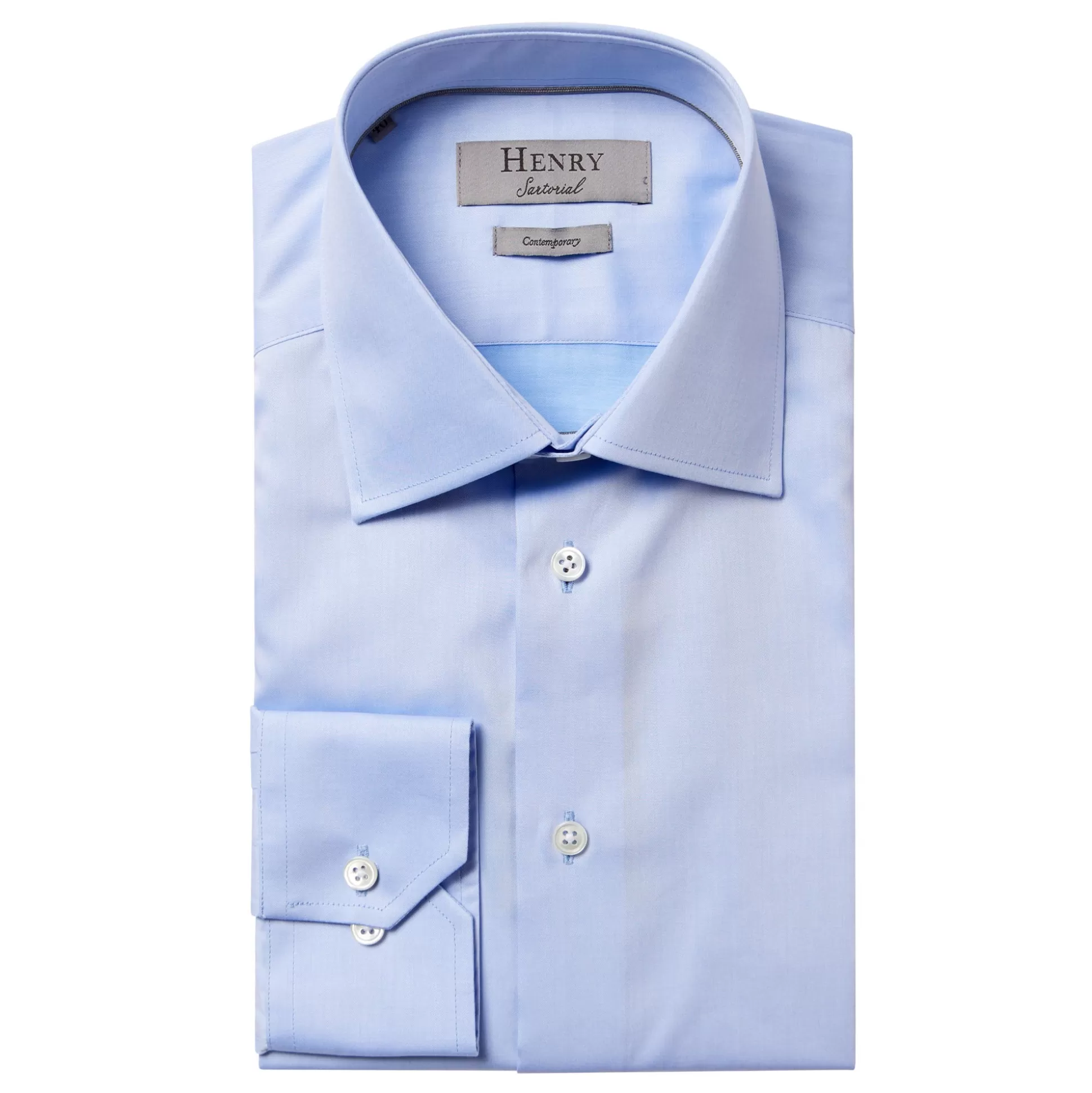 Discount Henry Bucks HENRY SARTORIAL Plain Twill Business Shirt Single Cuff Contemporary Fit LIGHT BLUE LIGHT BLUE SC-CONTEMPORARY FIT