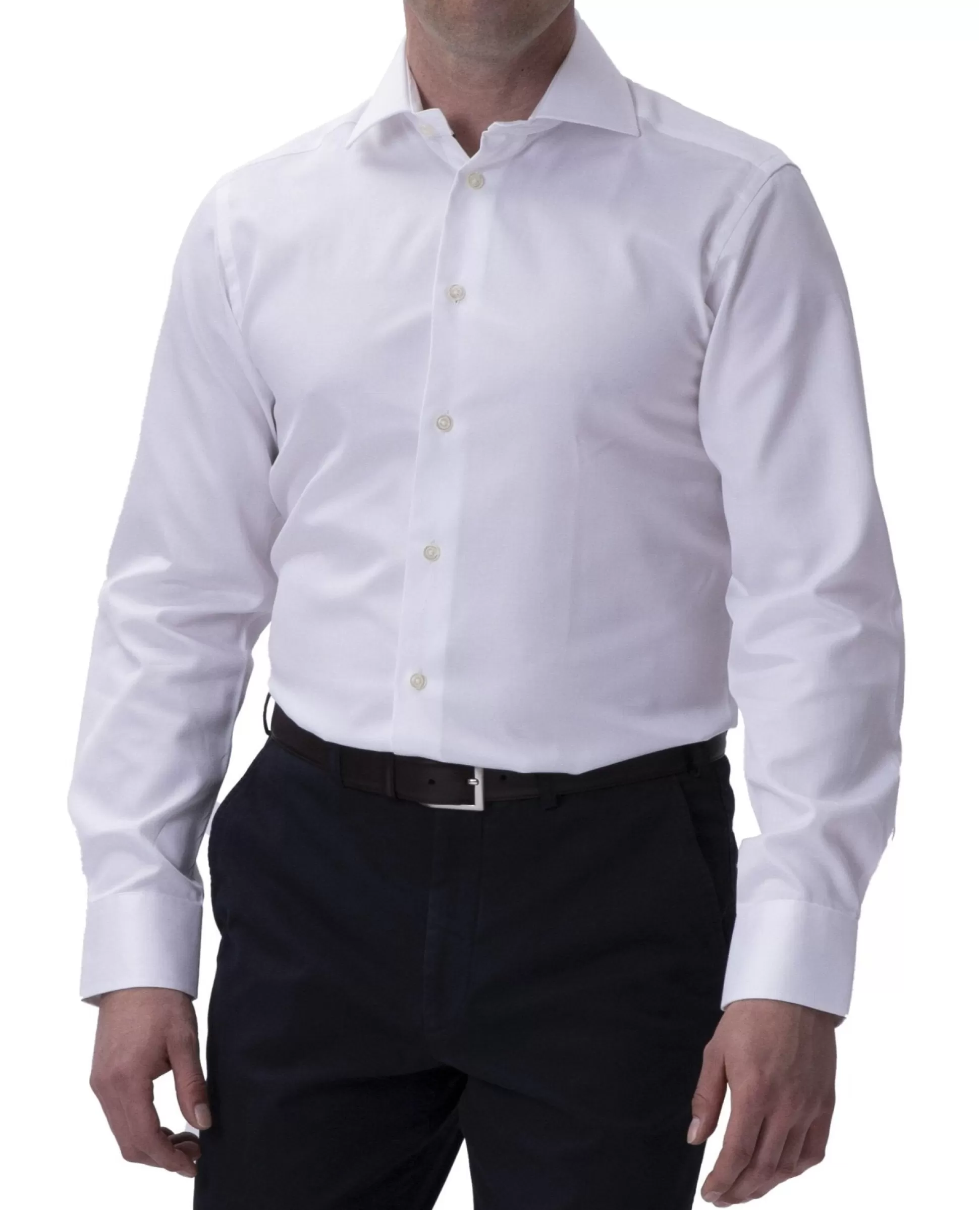 Discount Henry Bucks HENRY SARTORIAL Plain Twill Double Cufflink Shirt WHITE WHITE DC