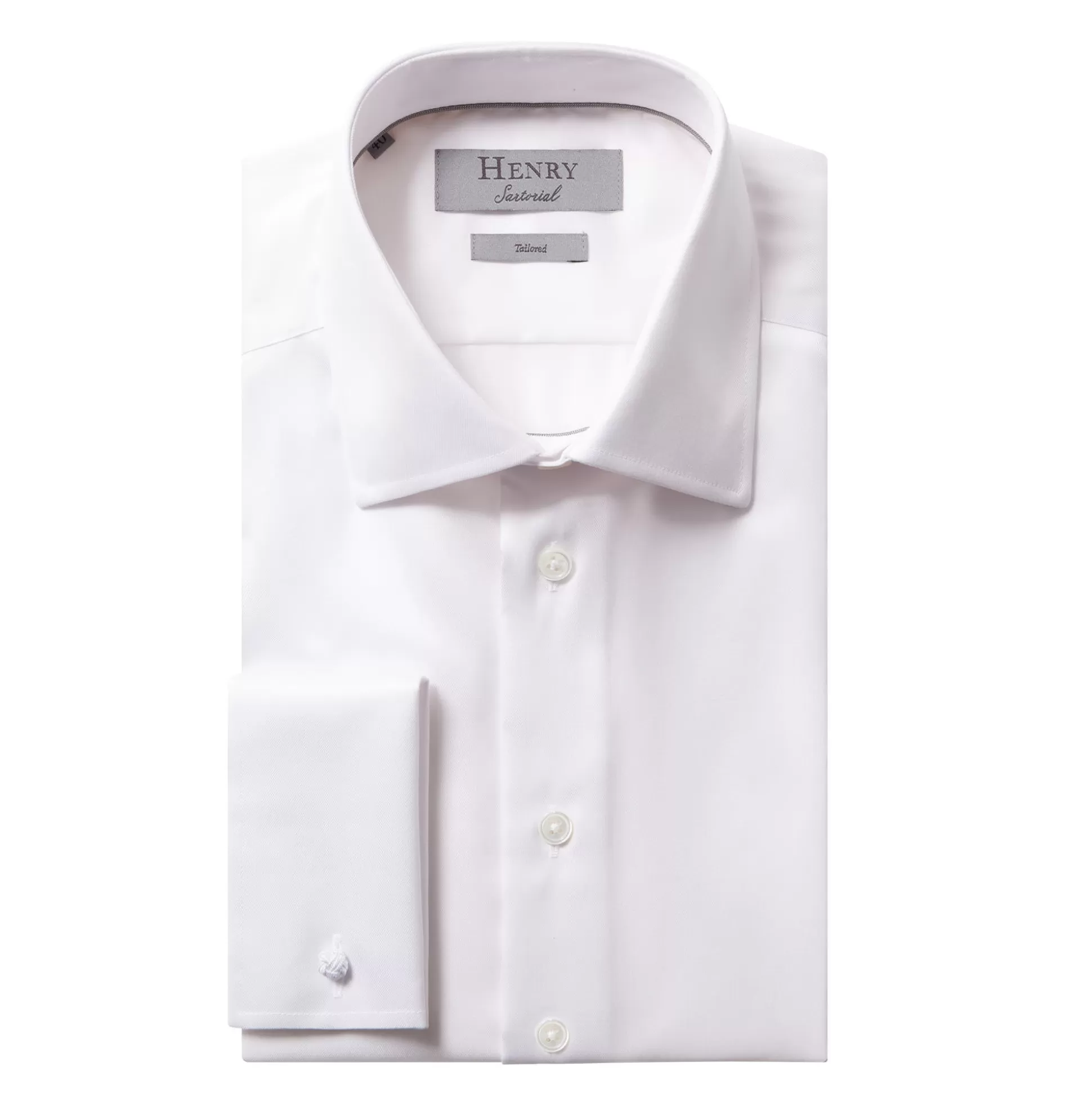 Flash Sale Henry Bucks HENRY SARTORIAL Plain Twill Shirt Double Cuff (DC) WHITE WHITE DC