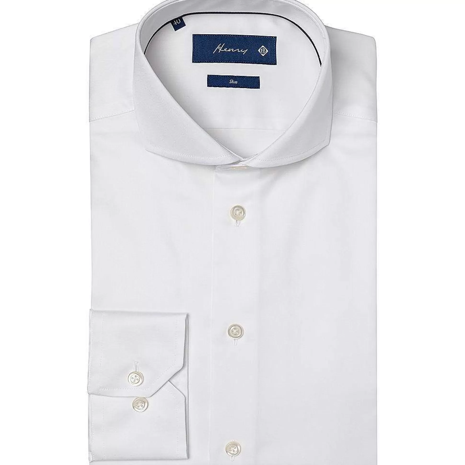 New Henry Bucks HENRY SARTORIAL Plain Twill Slim Fit Shirt Single Cufflinks WHITE WHITE SC-SLIM FIT