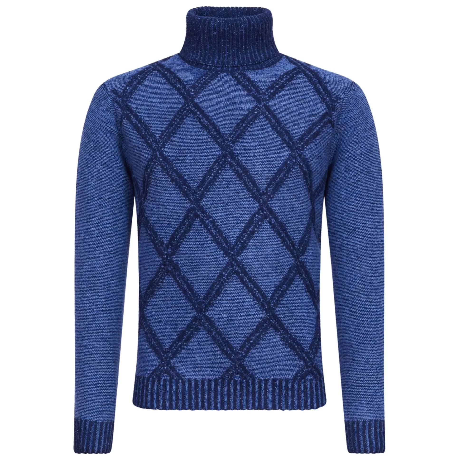 Sale Henry Bucks HENRY SARTORIAL Plated Roll Neck Wool Knit BLUE