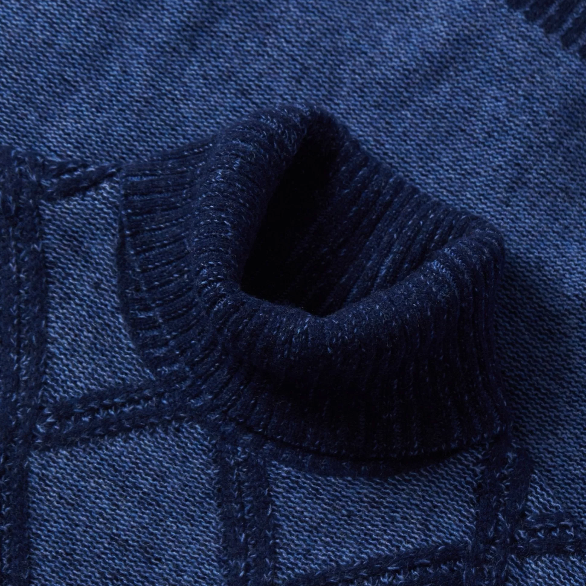 Sale Henry Bucks HENRY SARTORIAL Plated Roll Neck Wool Knit BLUE