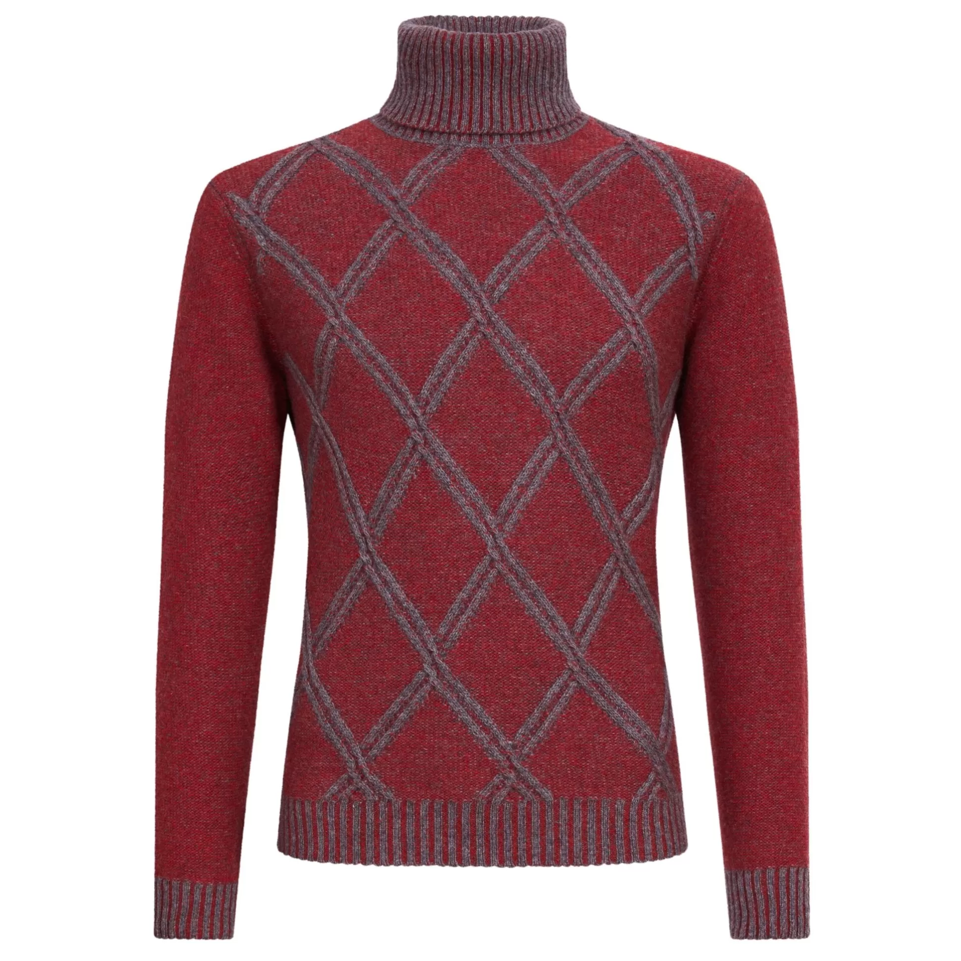 Shop Henry Bucks HENRY SARTORIAL Plated Roll Neck Wool Knit RED