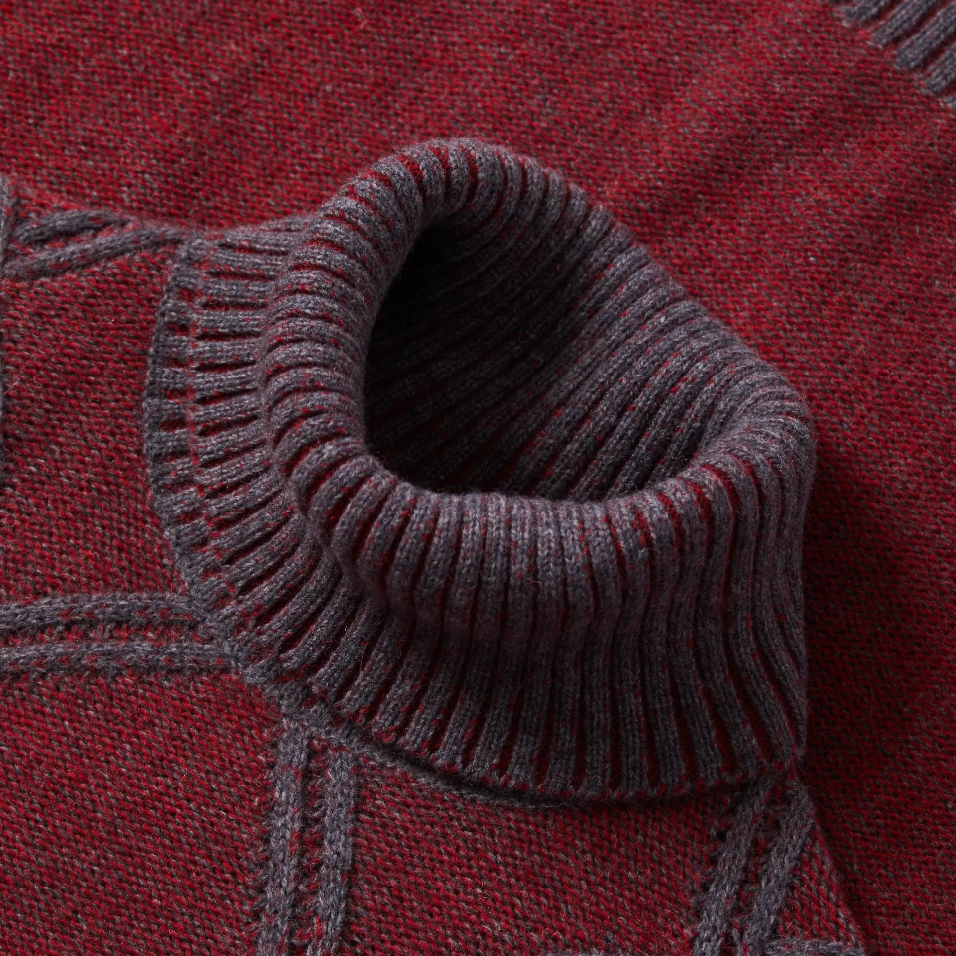 Shop Henry Bucks HENRY SARTORIAL Plated Roll Neck Wool Knit RED