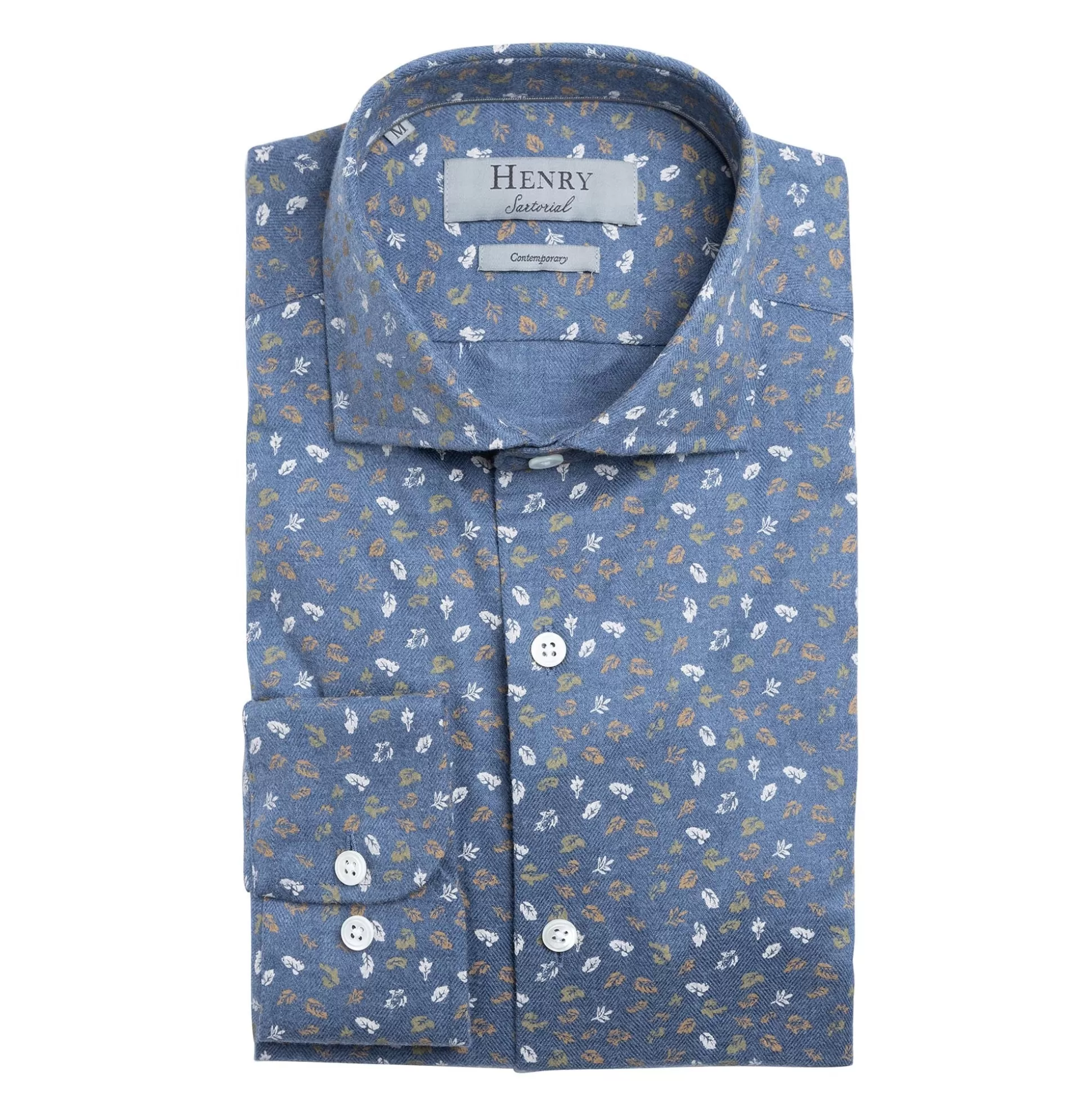 Best Henry Bucks HENRY SARTORIAL Print Shirt BLUE/TAN/WHITE