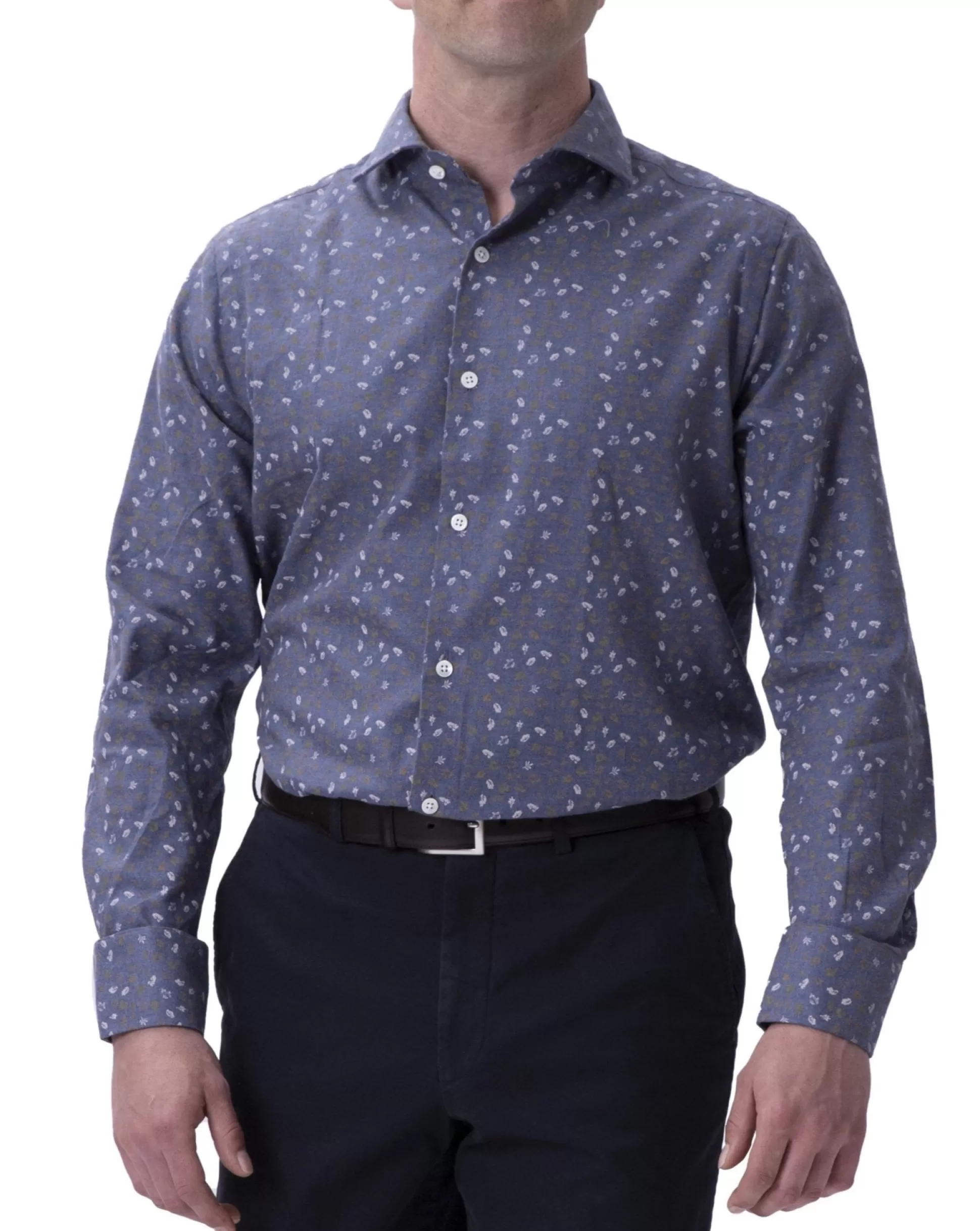 Best Henry Bucks HENRY SARTORIAL Print Shirt BLUE/TAN/WHITE