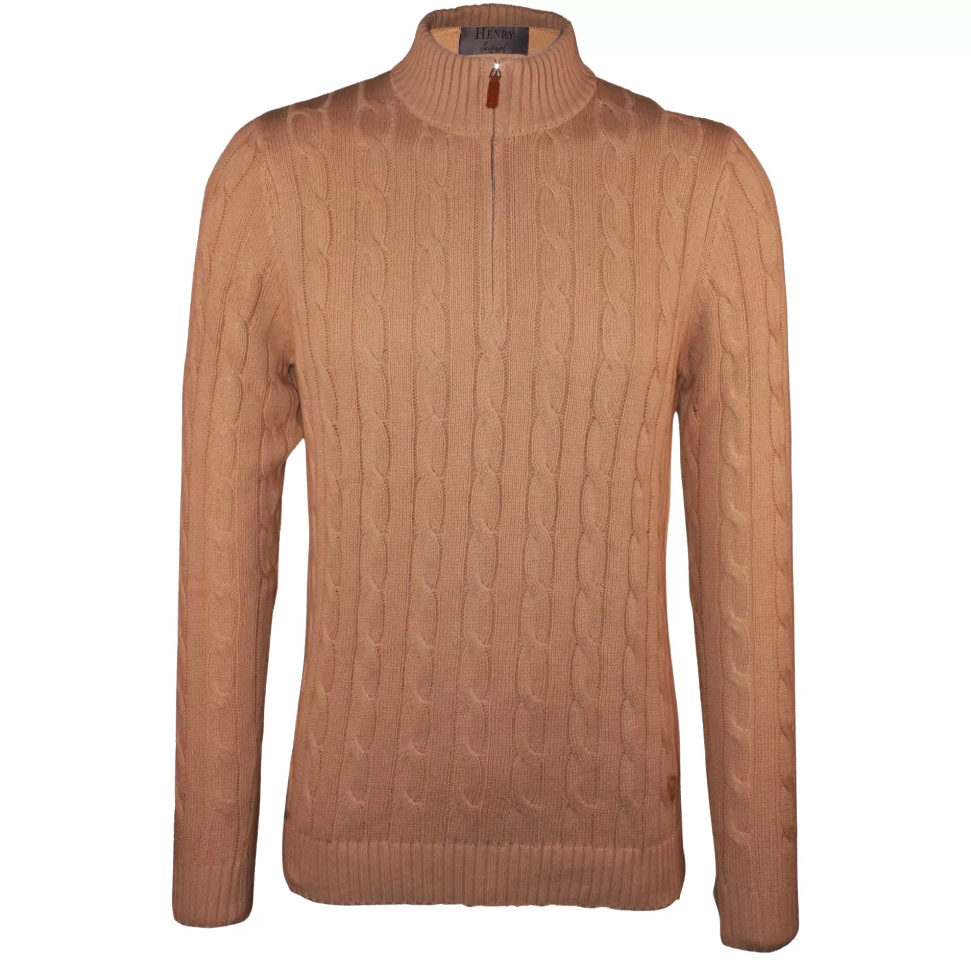 Shop Henry Bucks HENRY SARTORIAL Quarter Zip Jumper BEIGE