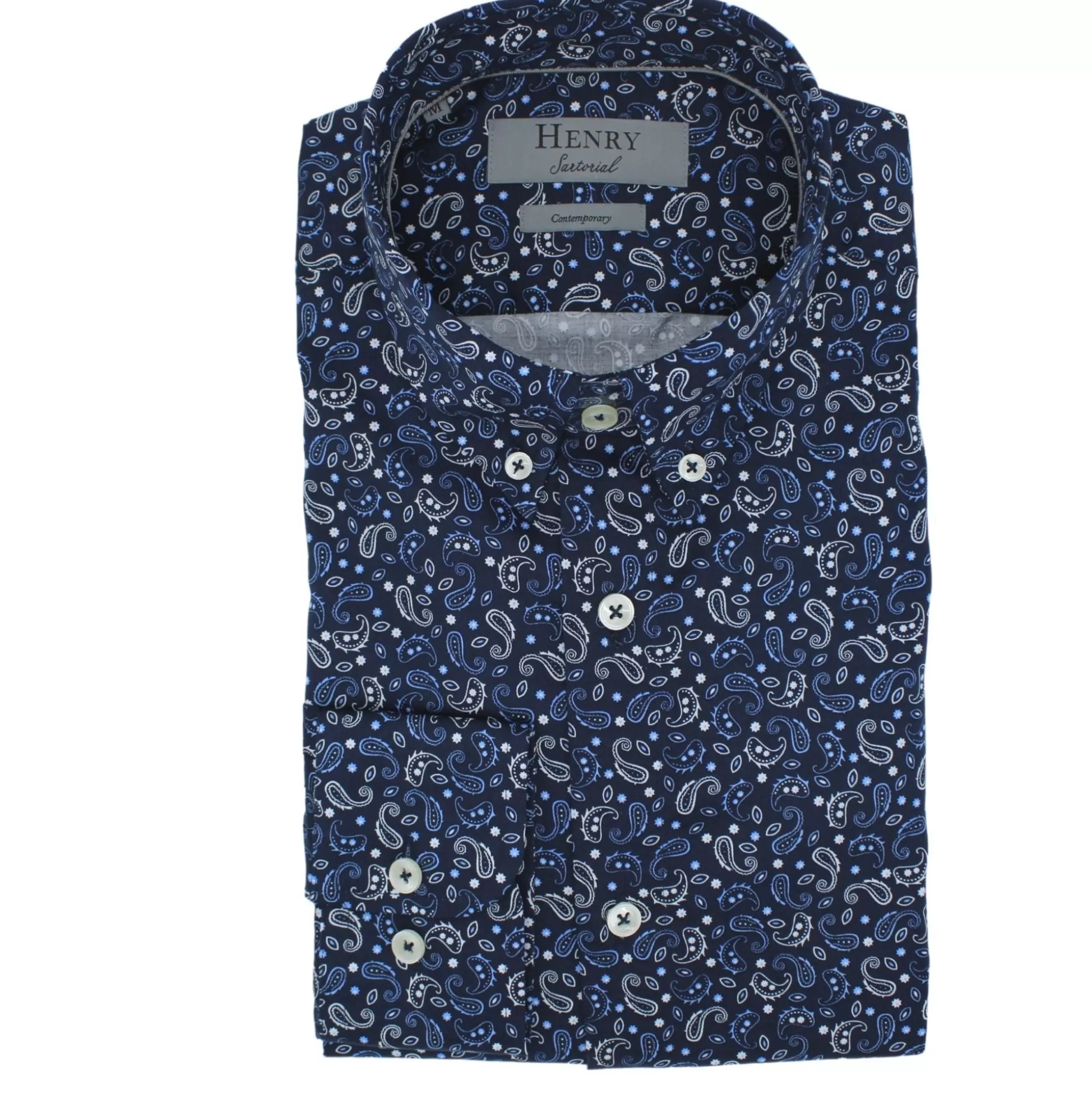 Outlet Henry Bucks Henry Sartorial Selby Shirt NAVY