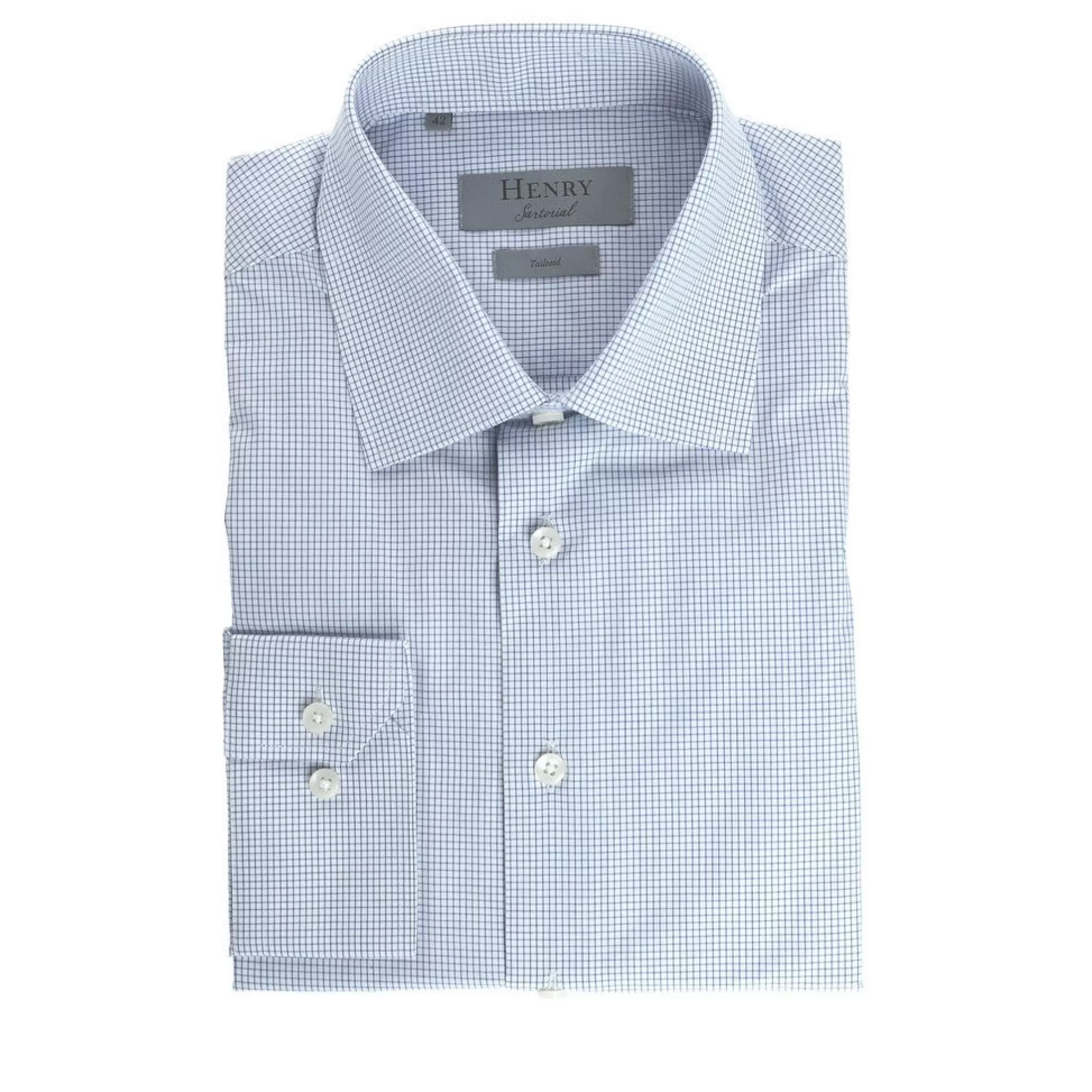 Flash Sale Henry Bucks HENRY SARTORIAL Single Cuff Check Shirt WHITE/NAVY WHITE/NAVY SC