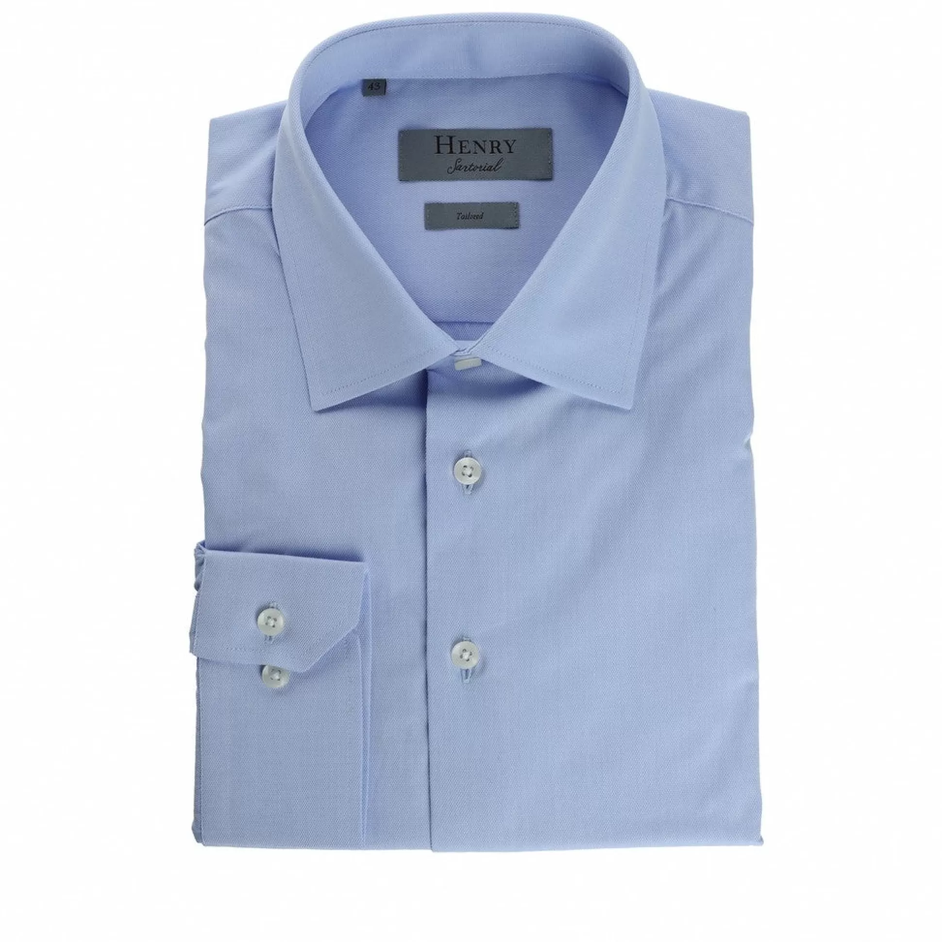 Online Henry Bucks HENRY SARTORIAL Single Cuff Cotton Polyester Shirt SKY BLUE SKY BLUE SC