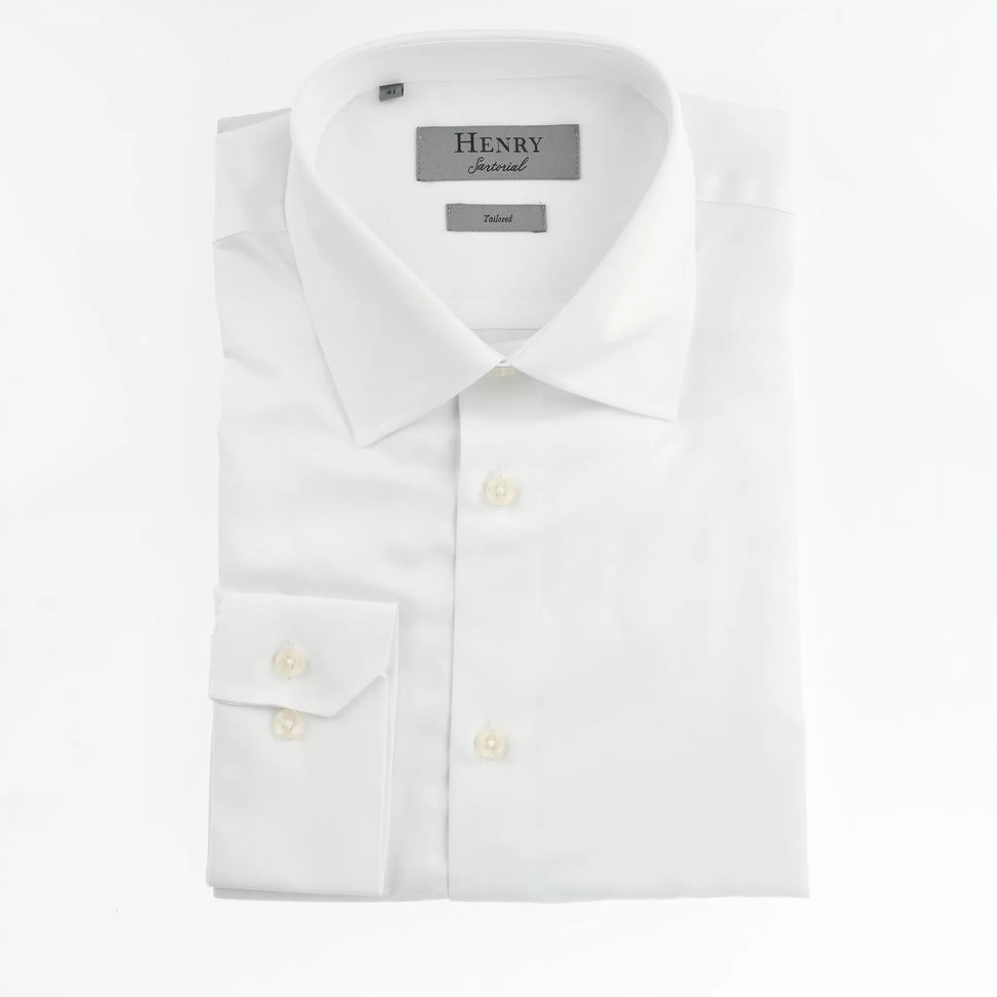 Fashion Henry Bucks HENRY SARTORIAL Single Cuff Polyester Rayon Bamboo Shirt WHITE WHITE SC