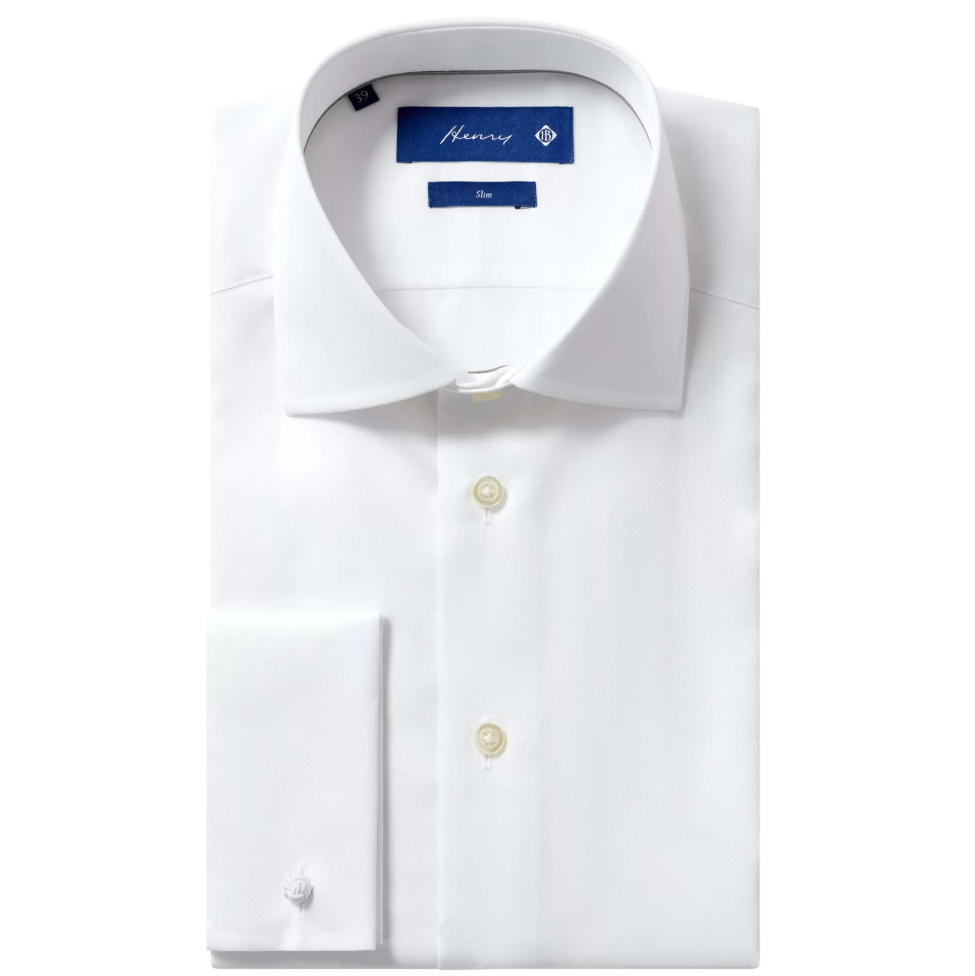 New Henry Bucks HENRY SARTORIAL Slim Plain Twill Shirt Double Cufflinks WHITE WHITE DC
