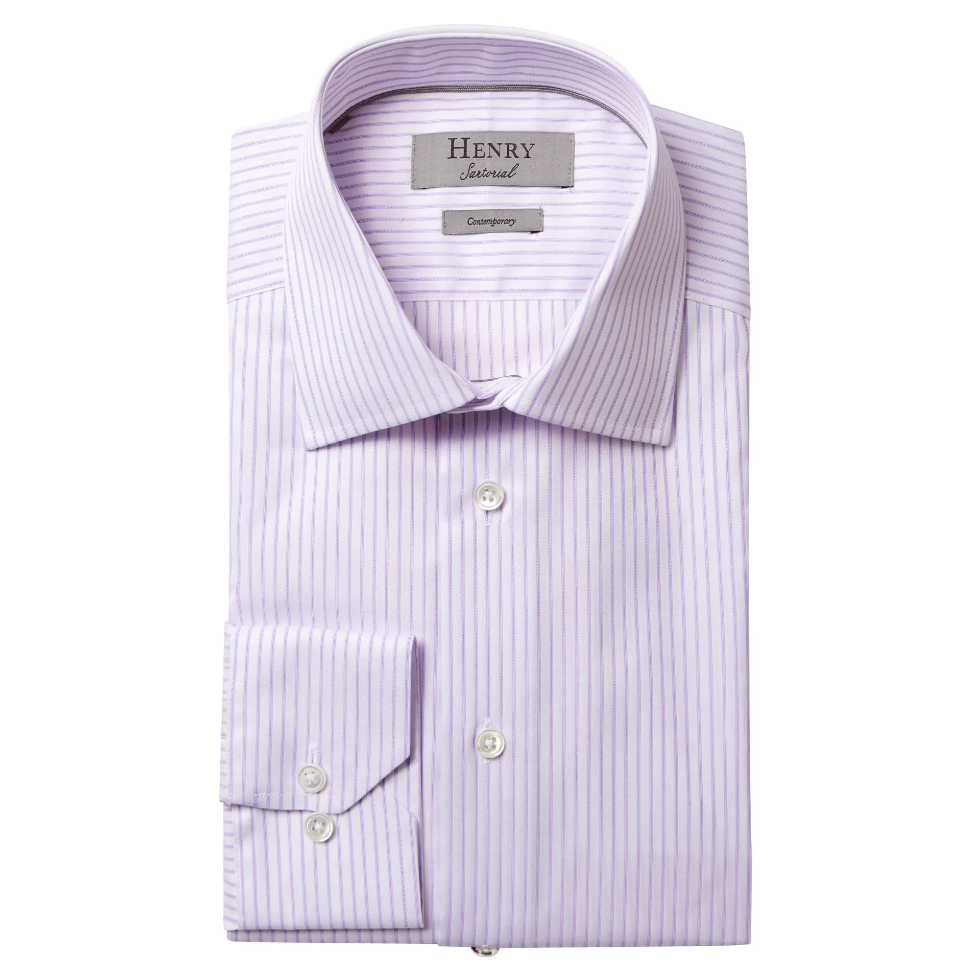 Cheap Henry Bucks HENRY SARTORIAL Stripe Business Shirt Single Cuff Contemporary Fit PURPLE/WHITE PURPLE/WHITE SC-CONTEMPORARY FIT