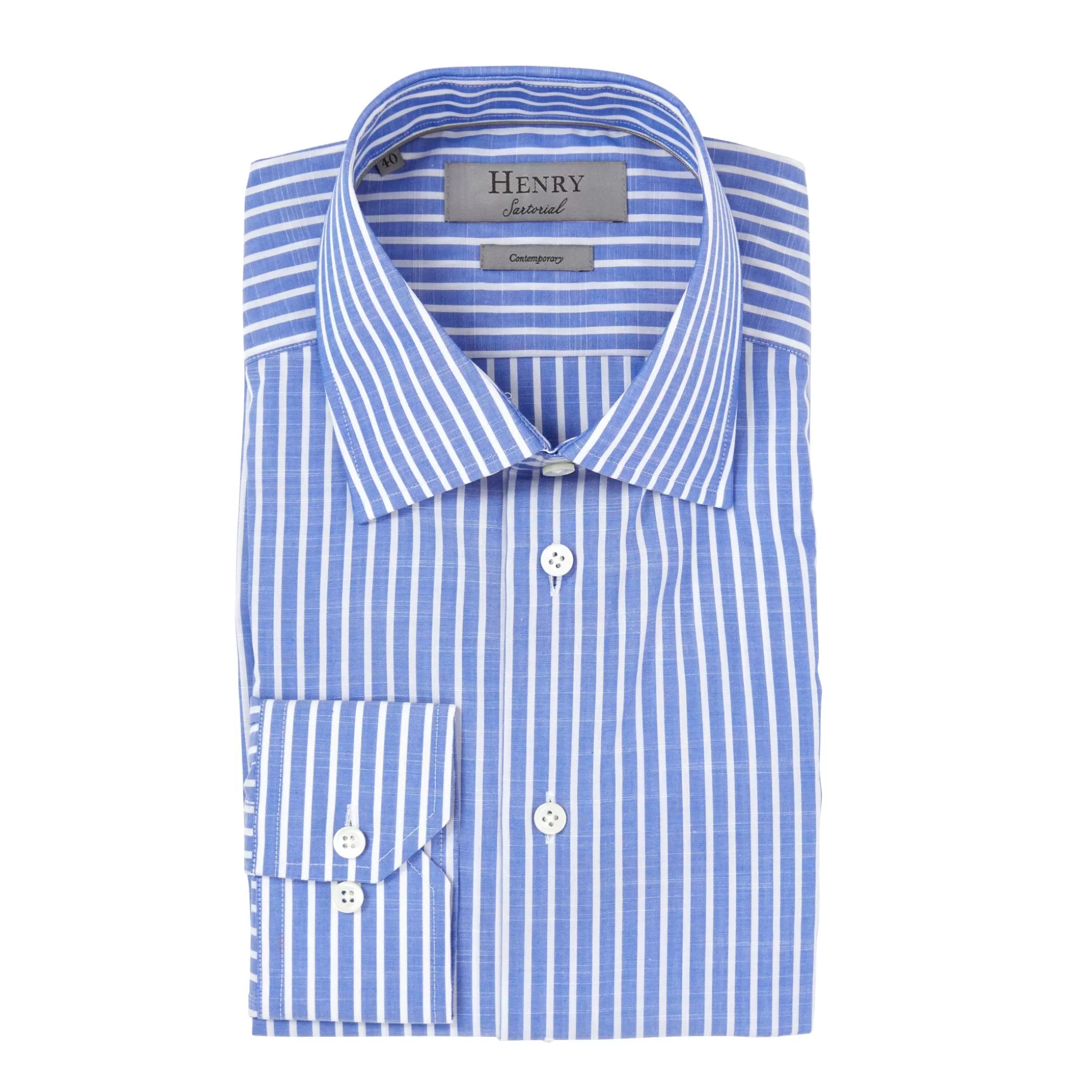 Online Henry Bucks HENRY SARTORIAL Stripe Shirt Contemporary BLUE