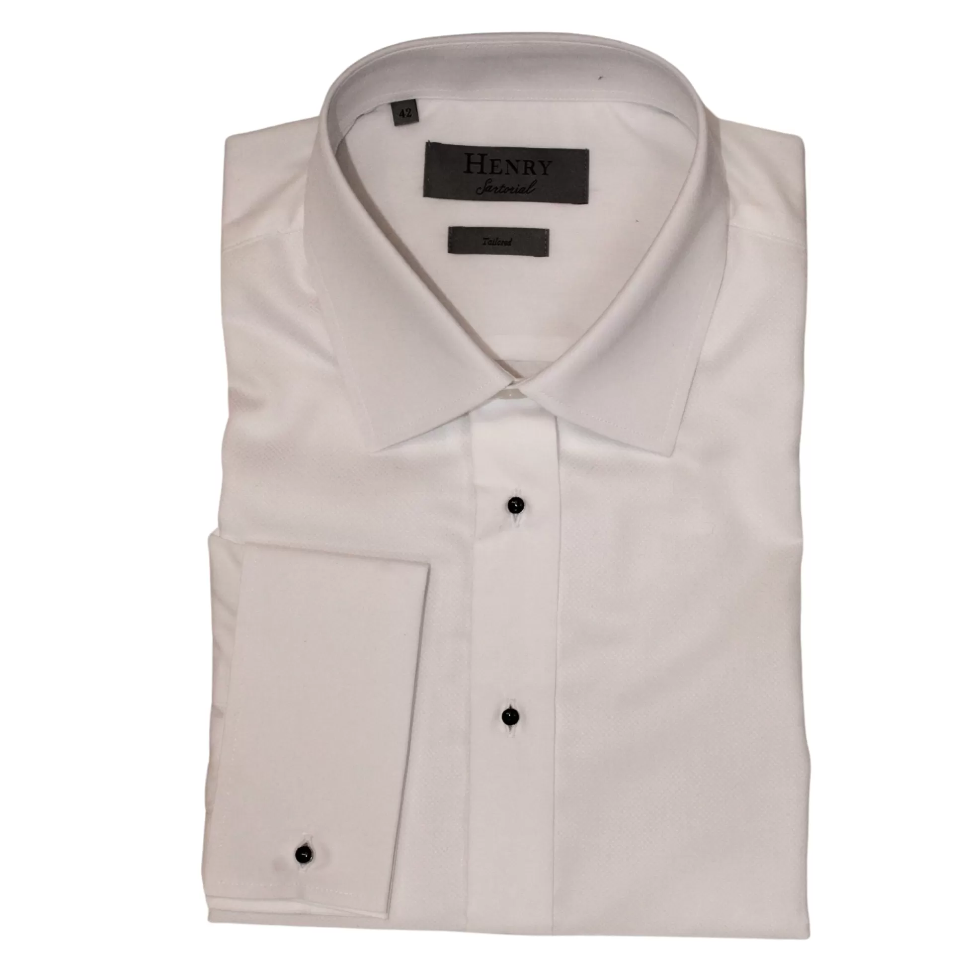 Hot Henry Bucks HENRY SARTORIAL Stud Dinner Shirt Double Cuff (DC) WHITE WHITE DC
