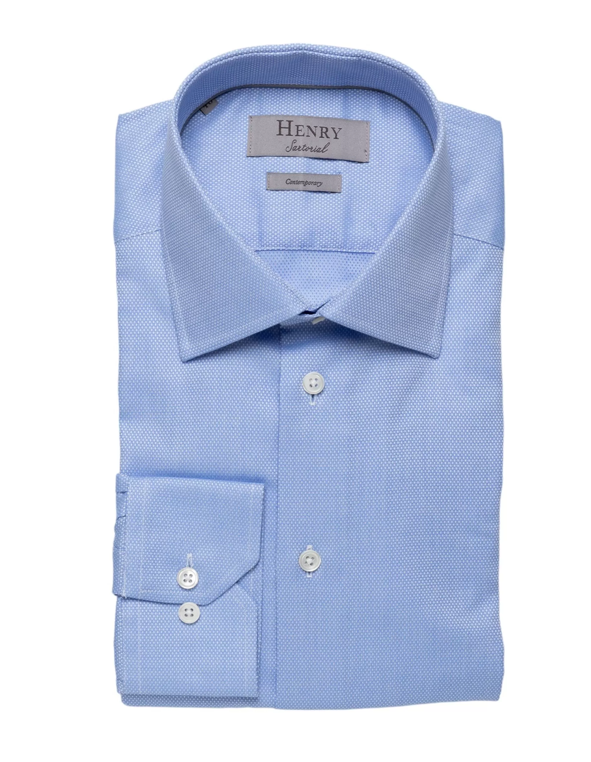 Outlet Henry Bucks HENRY SARTORIAL Texture Shirt BLUE ROAN