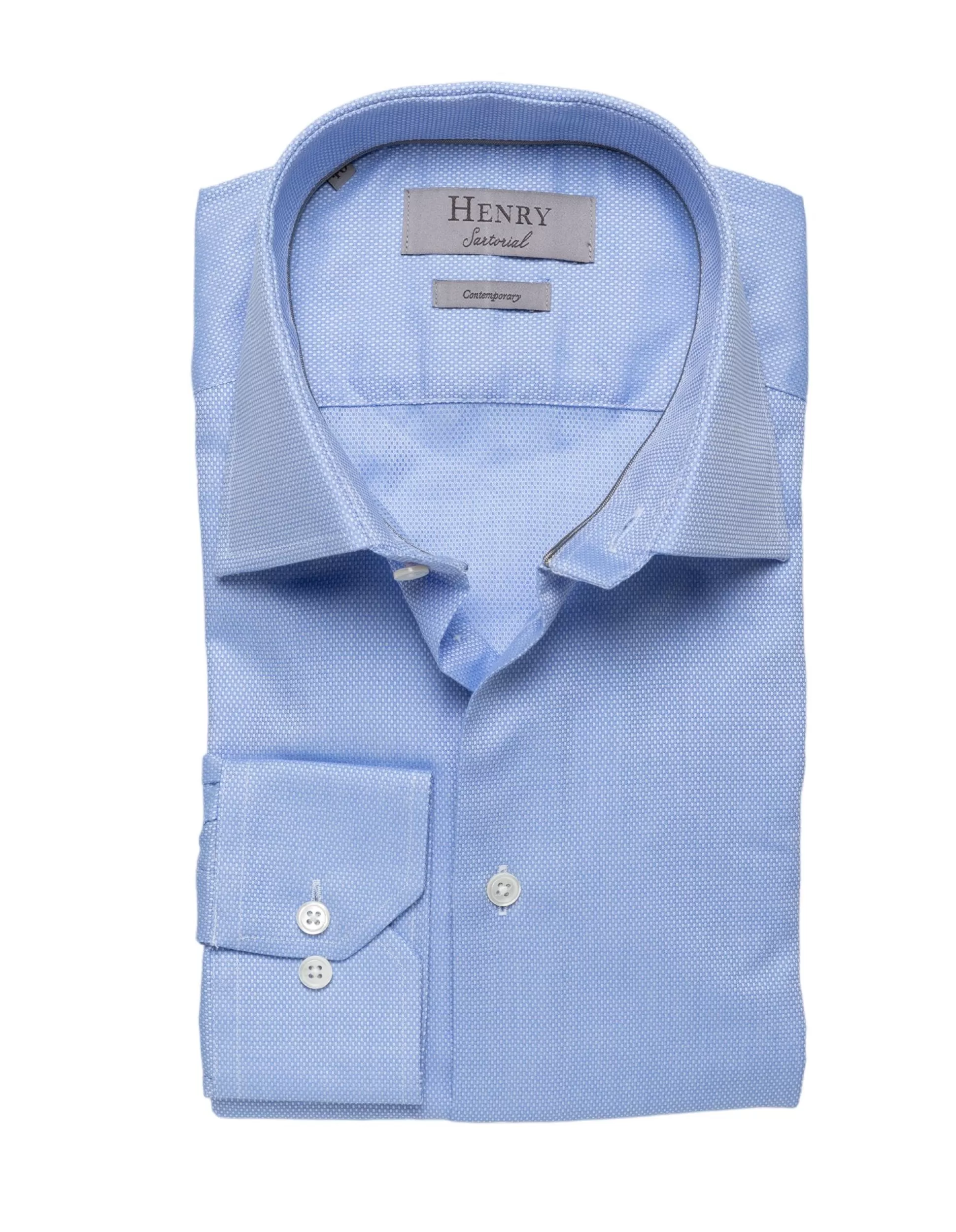 Outlet Henry Bucks HENRY SARTORIAL Texture Shirt BLUE ROAN